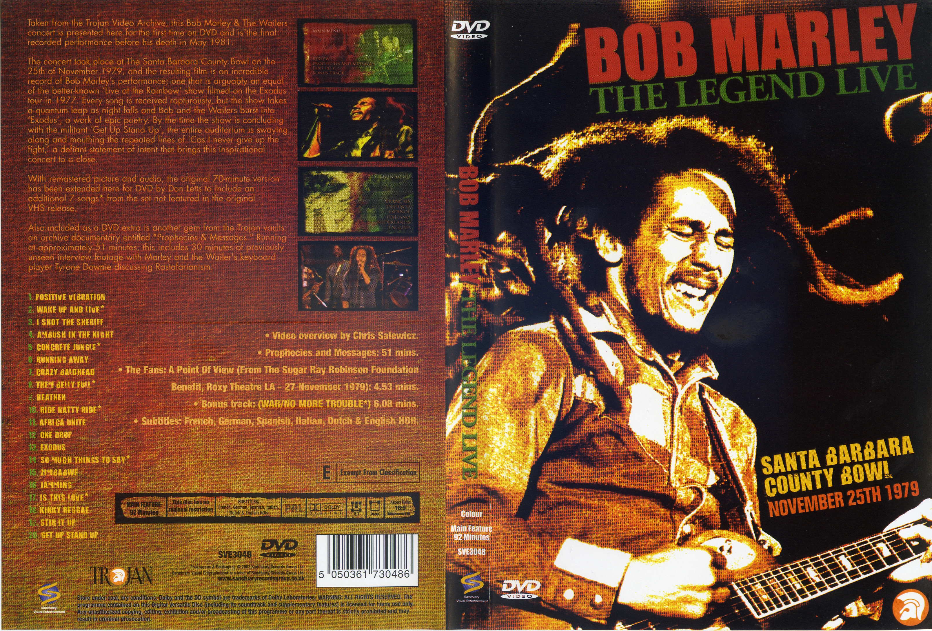 Jaquette DVD Bob Marley The Legend Live