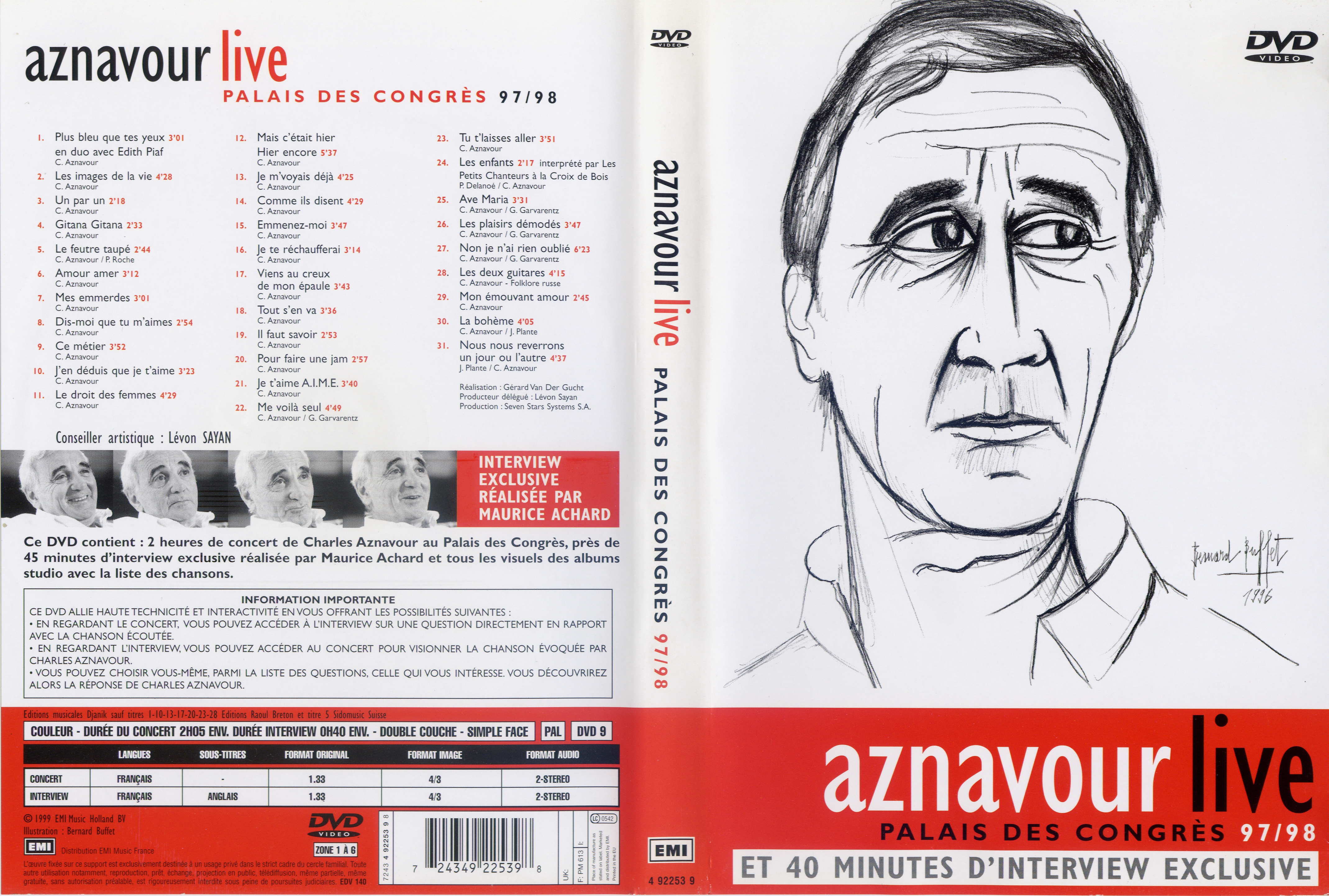 Jaquette DVD Charles Aznavour live - Palais des Congres 97-98