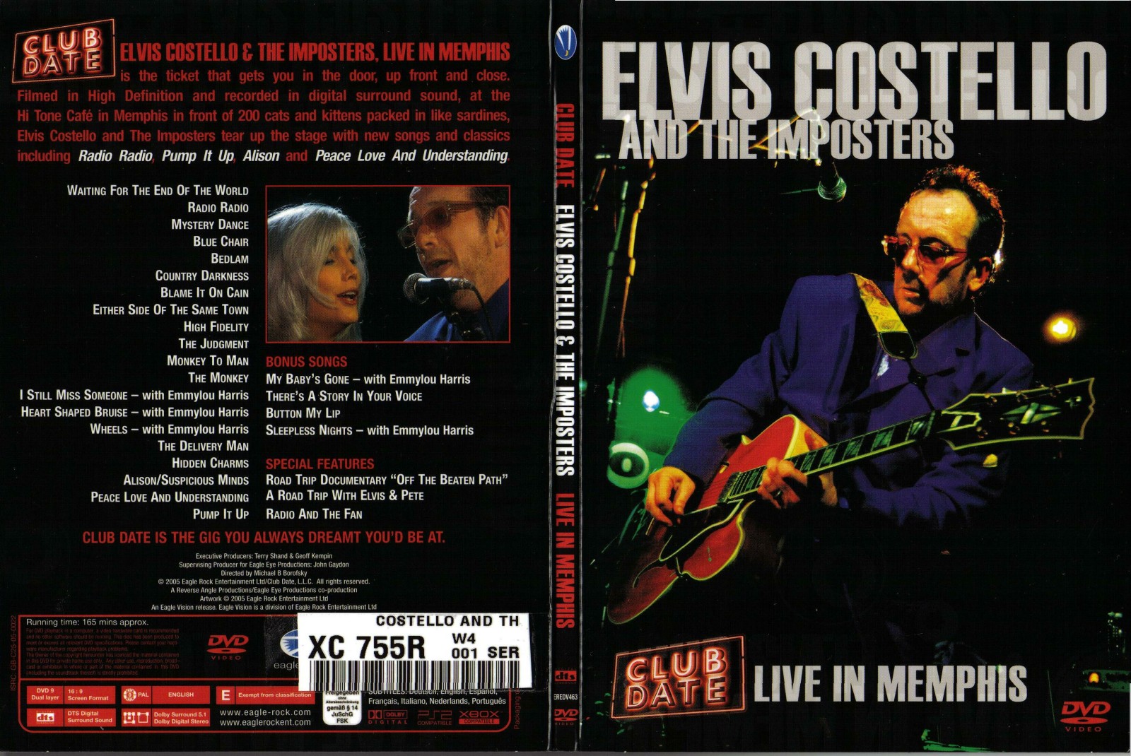 Jaquette DVD Elvis Costello - live in memphis