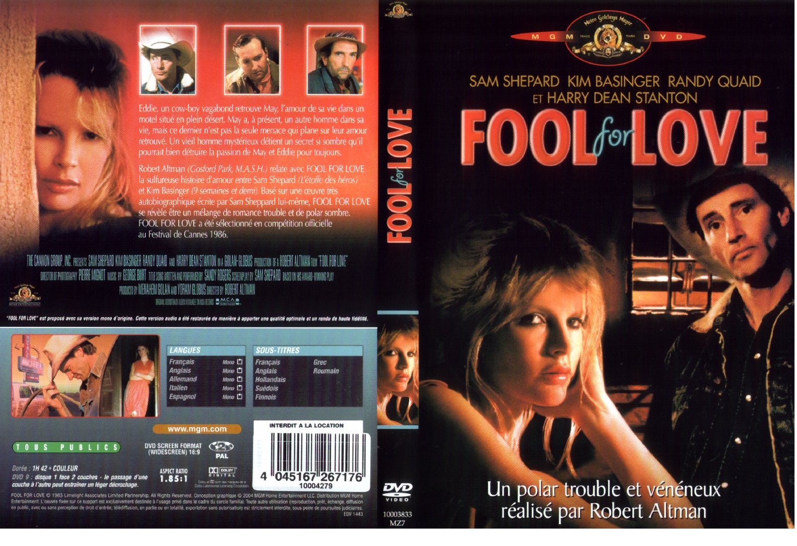 Jaquette DVD Fool For Love