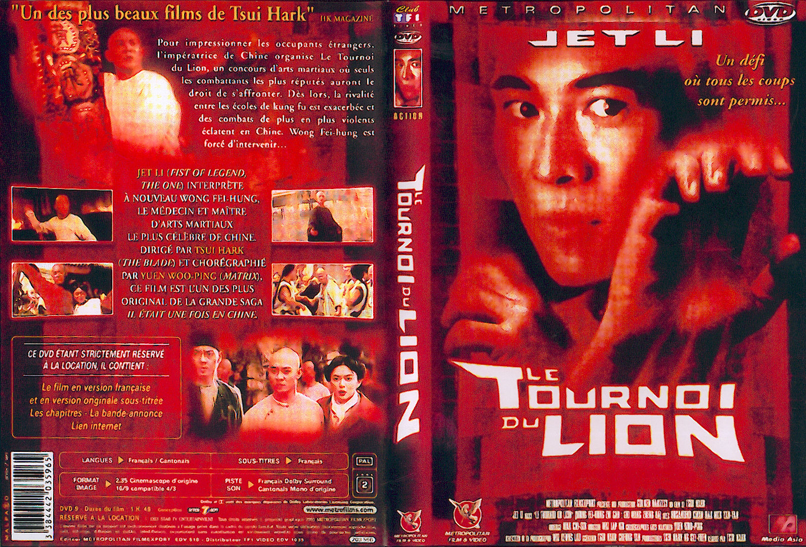 Jaquette DVD Il etait une fois en chine 3 le tournoi du lion