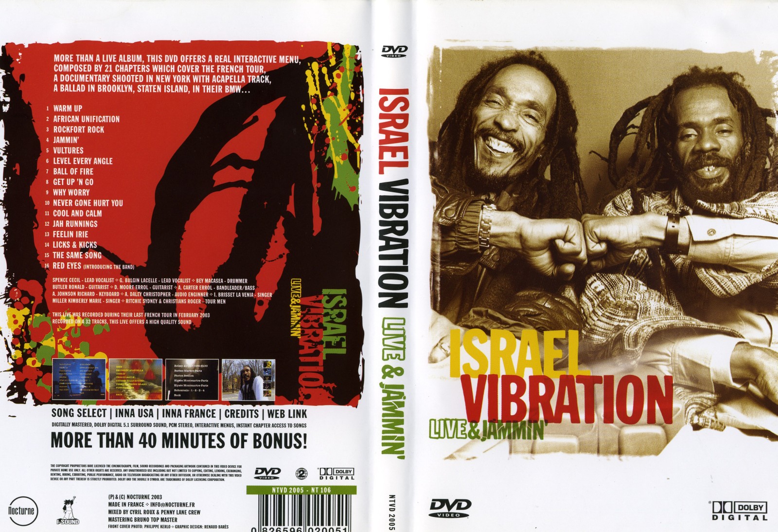 Jaquette DVD Israel VibrationLive Jammin