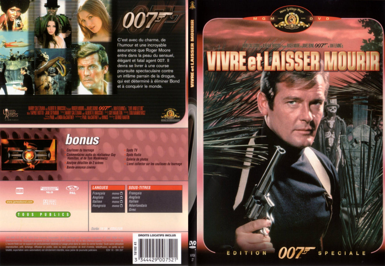 Jaquette DVD James Bond 007 Vivre et laisser mourir - SLIM