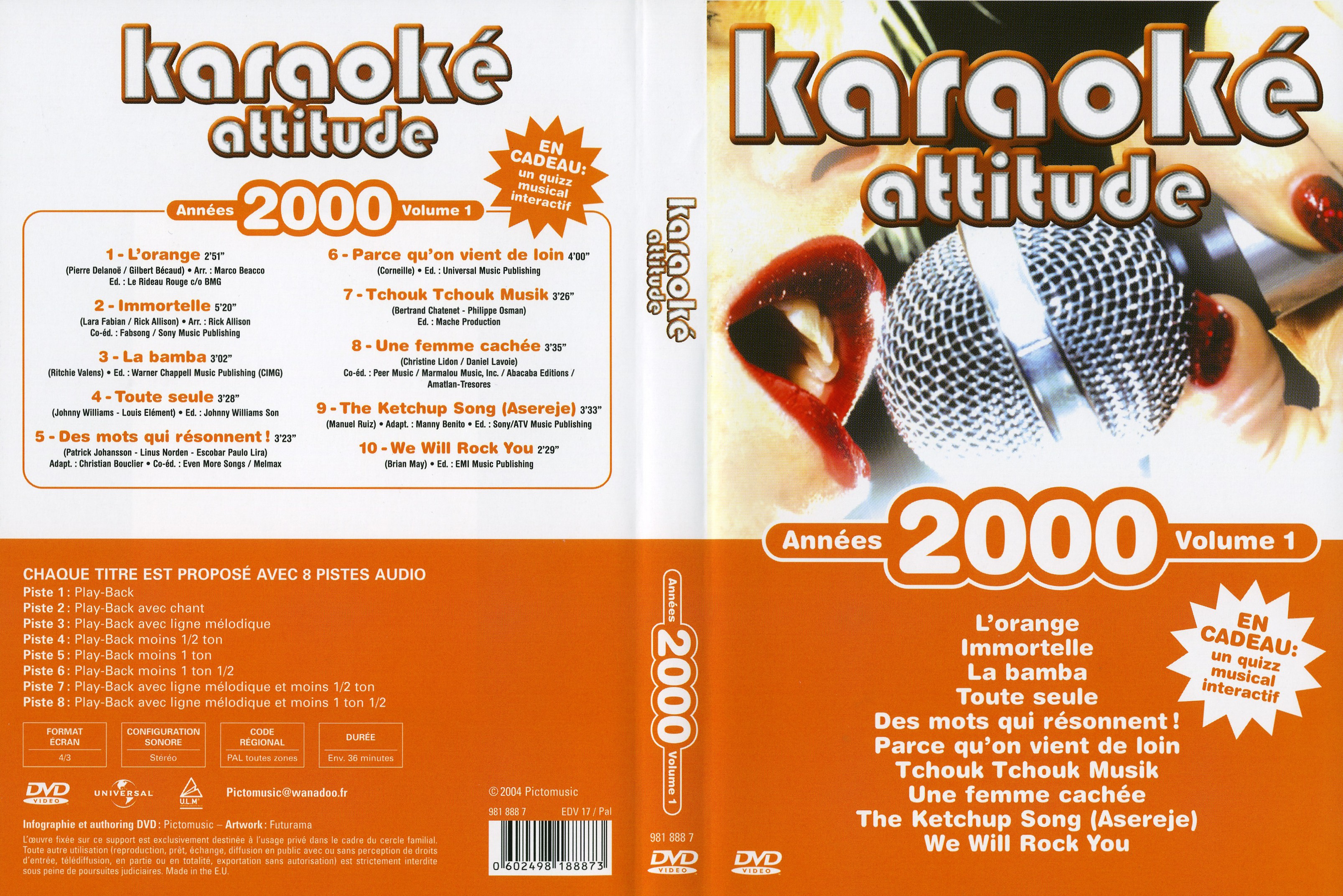 Jaquette DVD Karaok Attitude Annes 2000 vol 1