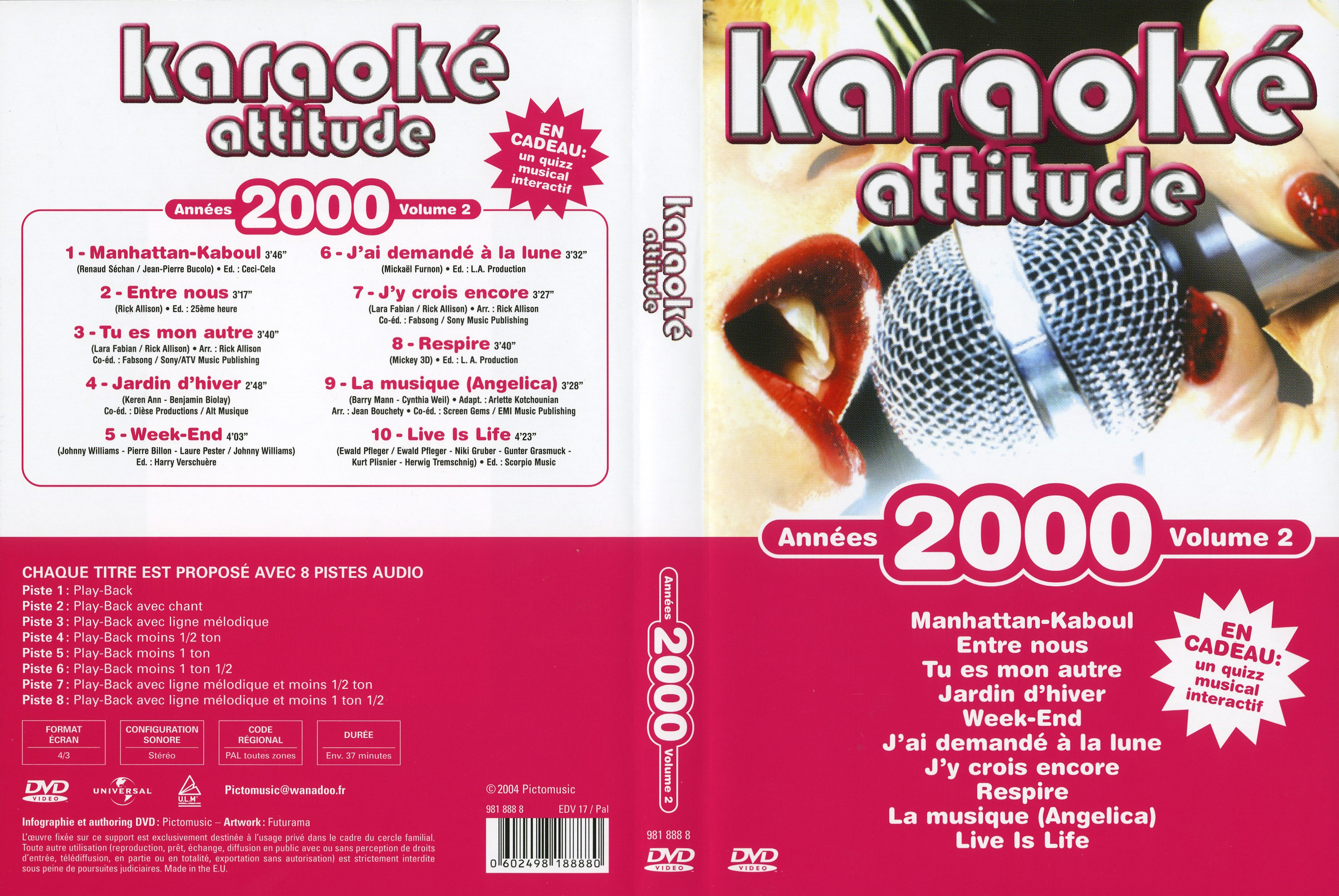 Jaquette DVD Karaok Attitude Annes 2000 vol 2