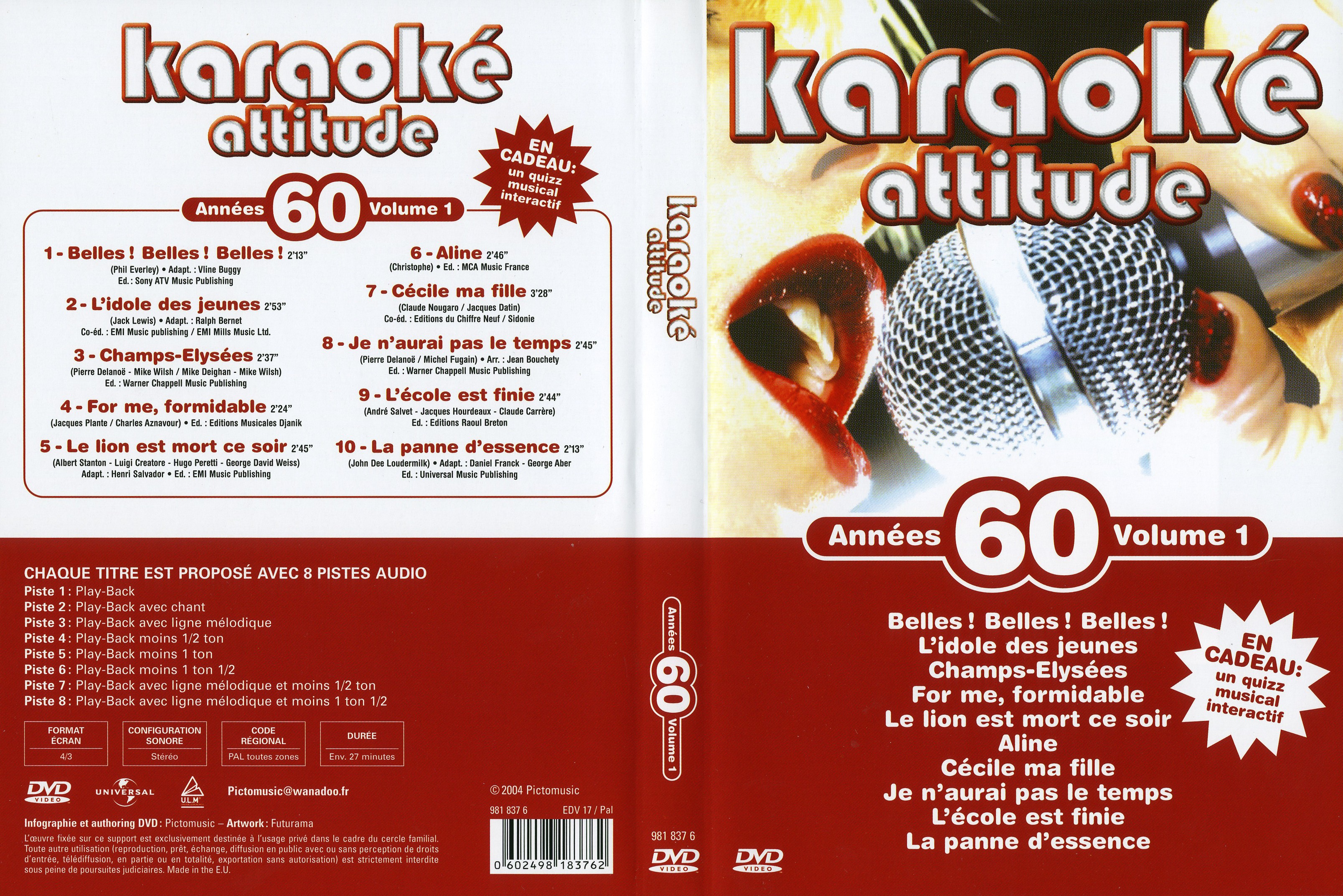 Jaquette DVD de Karaoké Attitude Années 80 vol 1 - Cinéma Passion