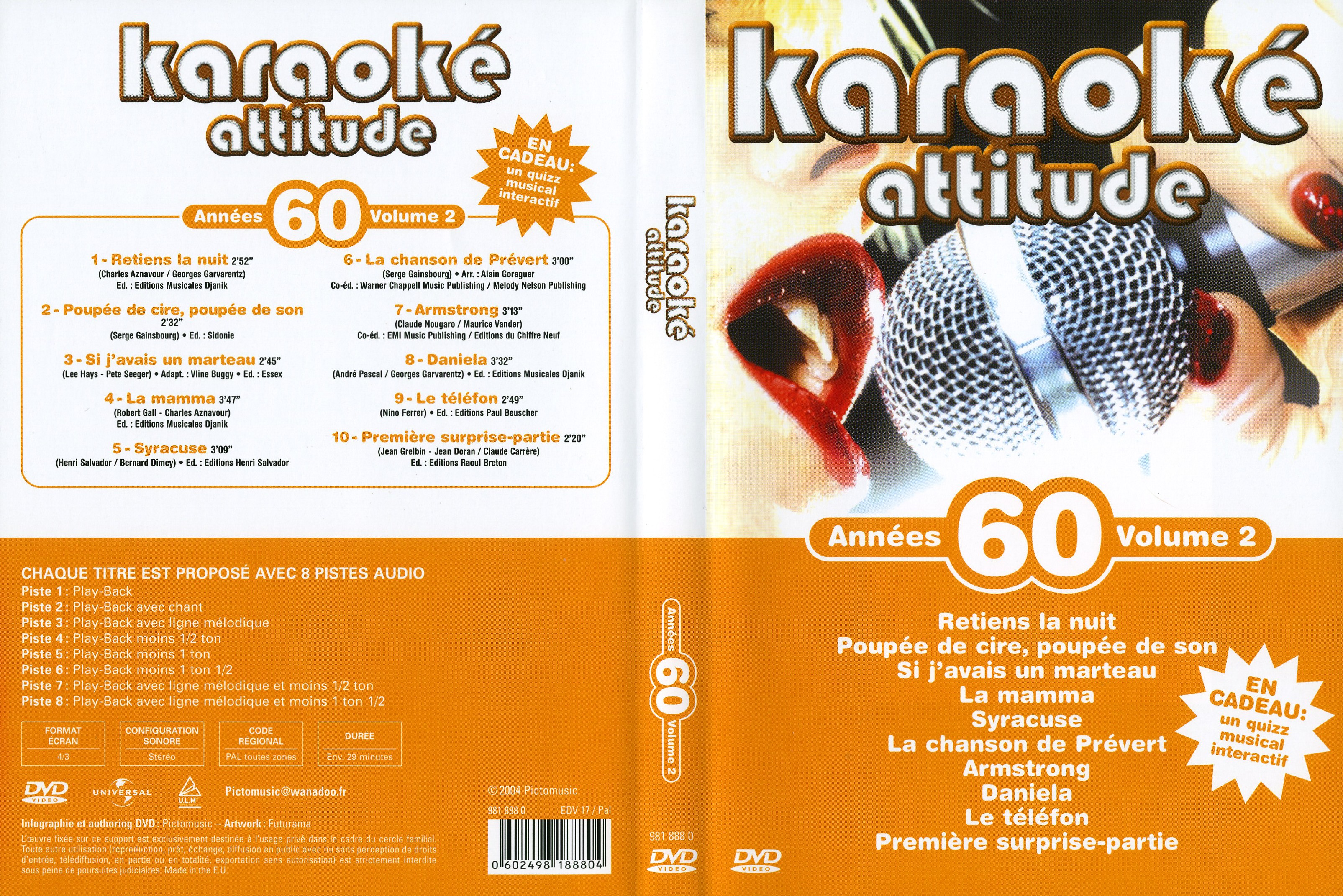 Jaquette DVD Karaok Attitude Annes 60 vol 2