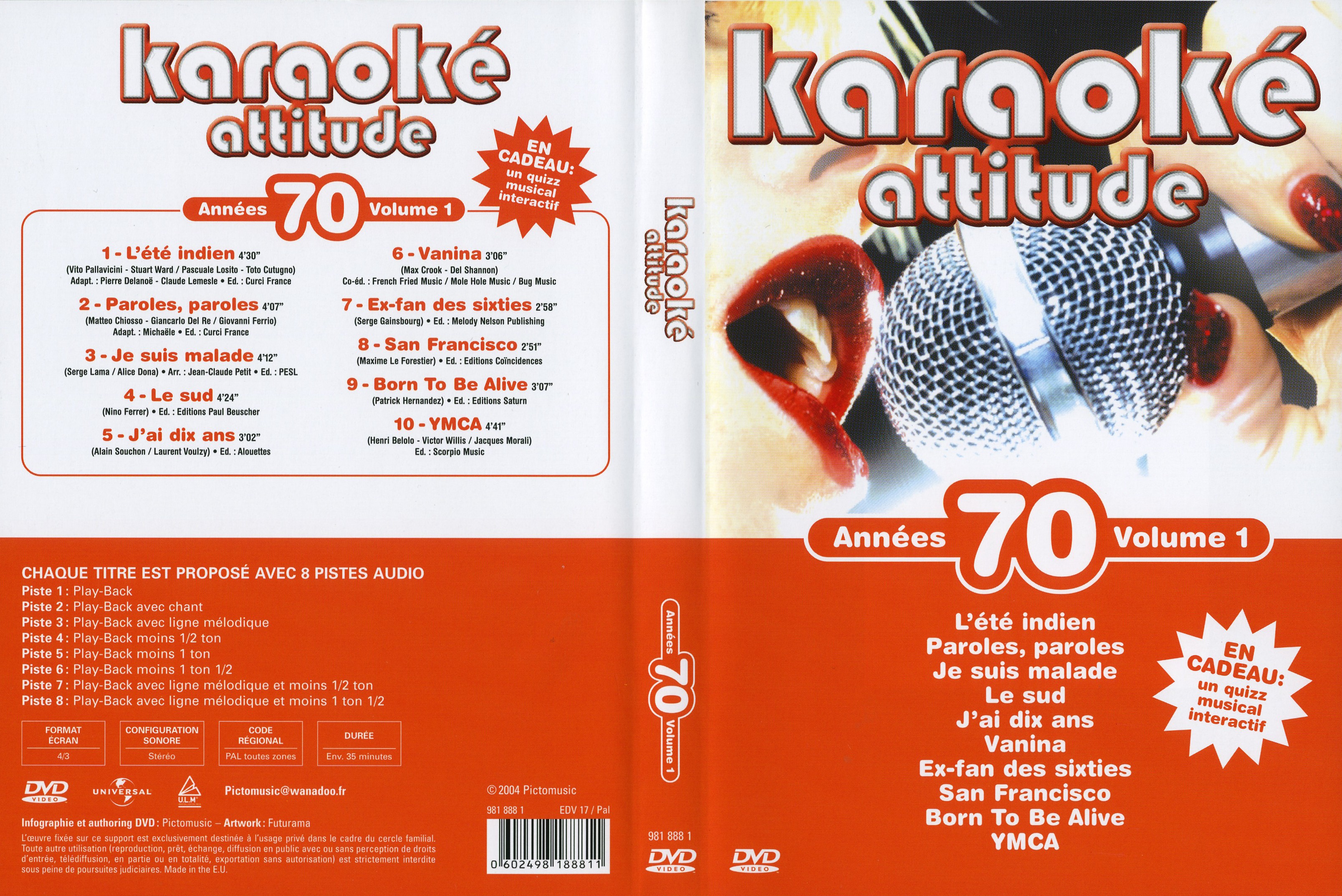 Jaquette DVD Karaok Attitude Annes 70 vol 1