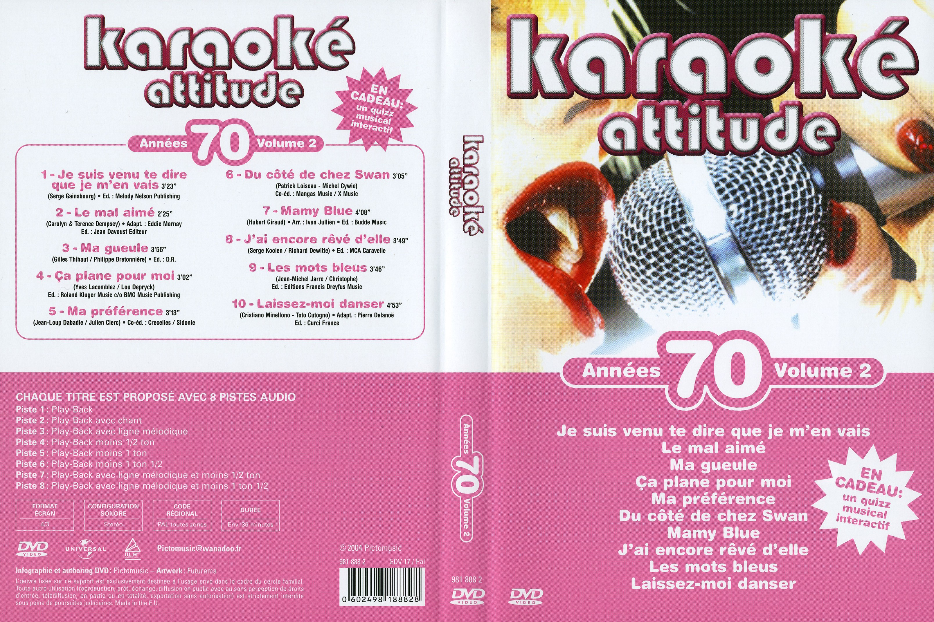 Jaquette DVD Karaok Attitude Annes 70 vol 2