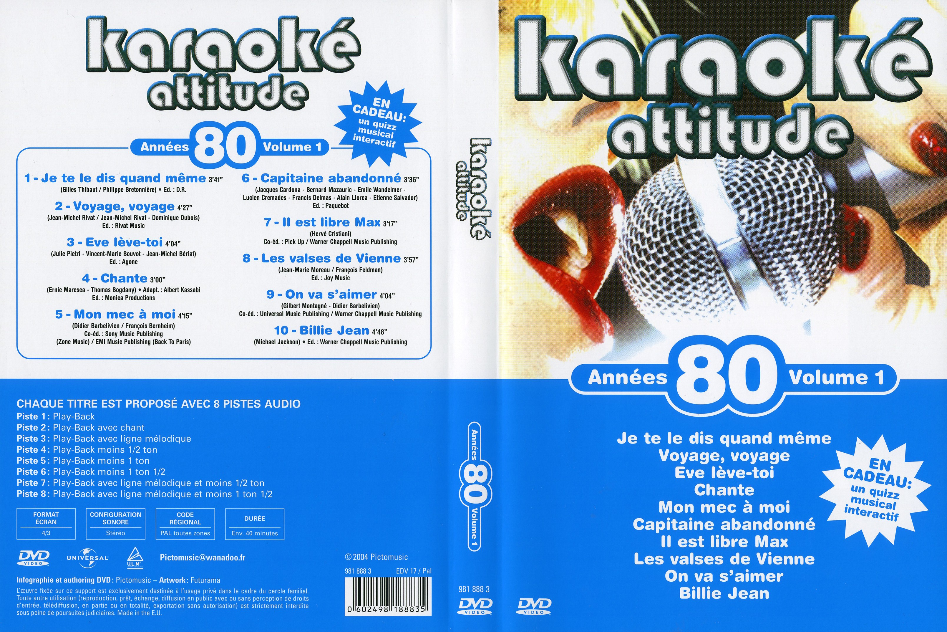 Jaquette DVD de Karaoké Attitude Années 80 vol 1 - Cinéma Passion
