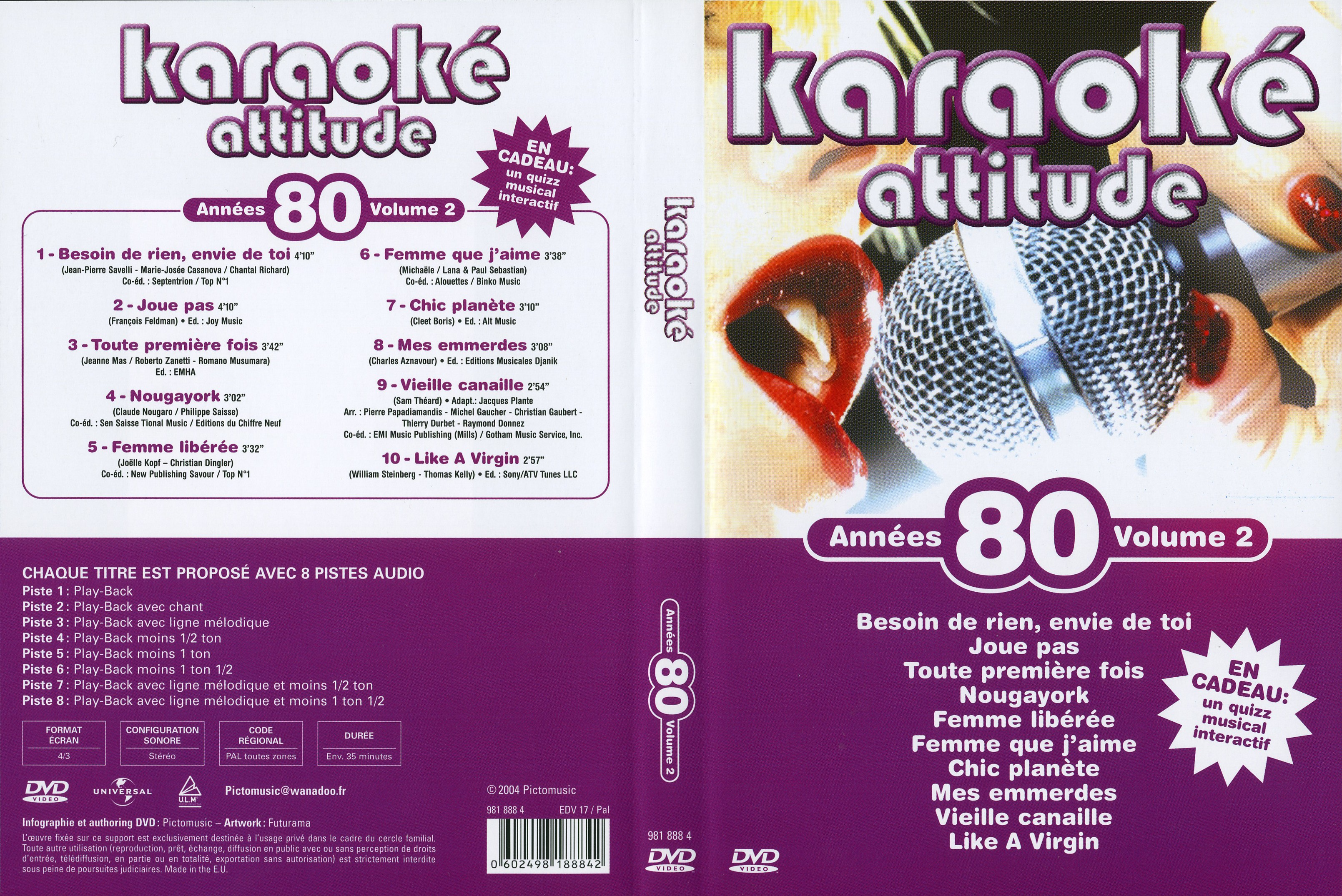 Jaquette DVD Karaok Attitude Annes 80 vol 2