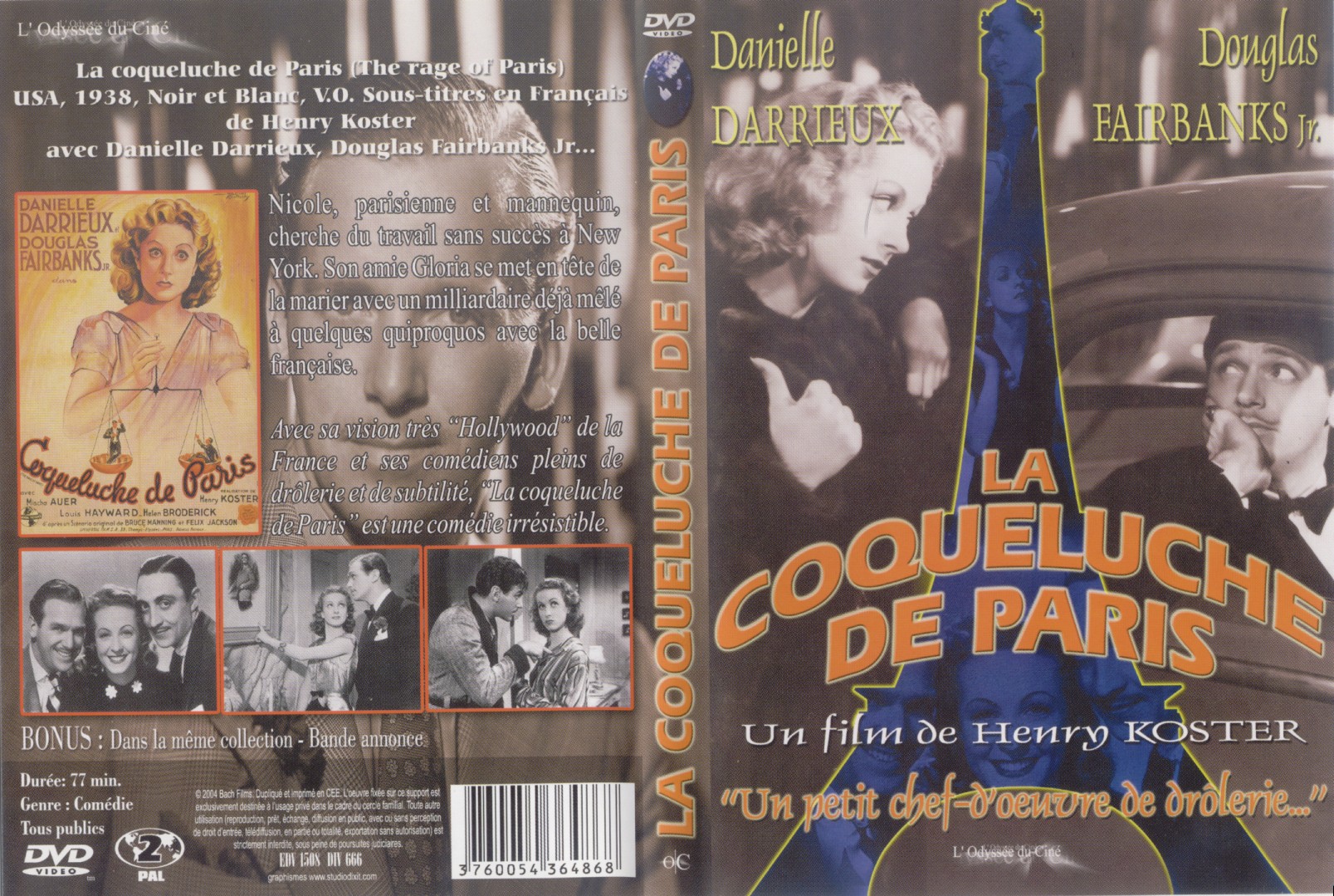 Jaquette DVD La coqueluche de Paris