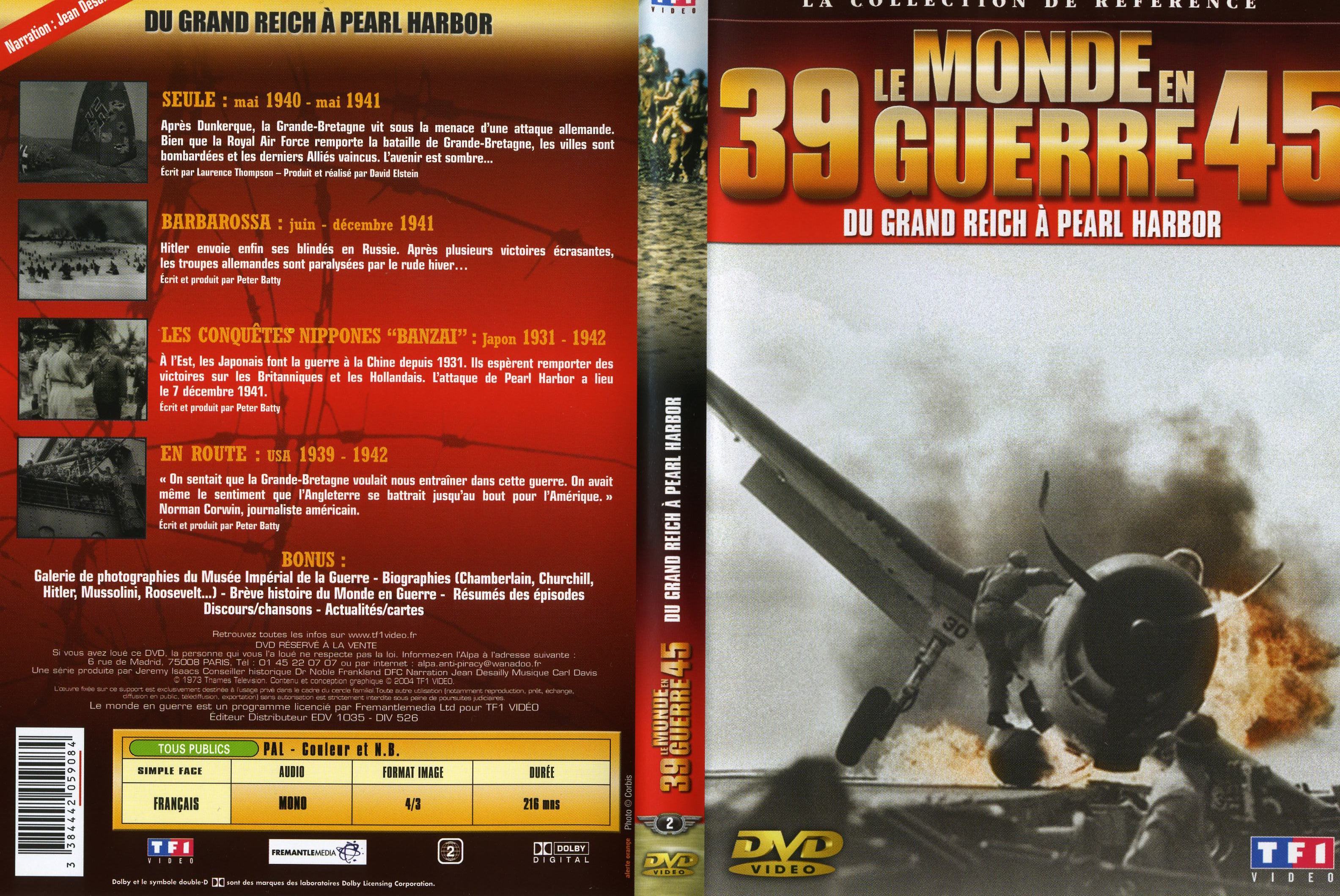 Jaquette DVD Le monde en guerre - du grand reich  Pearl Harbor