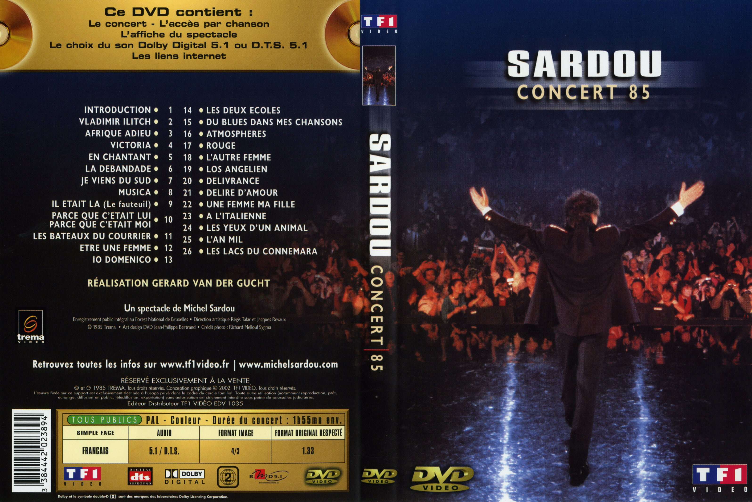 Jaquette DVD Michel Sardou Concert 85