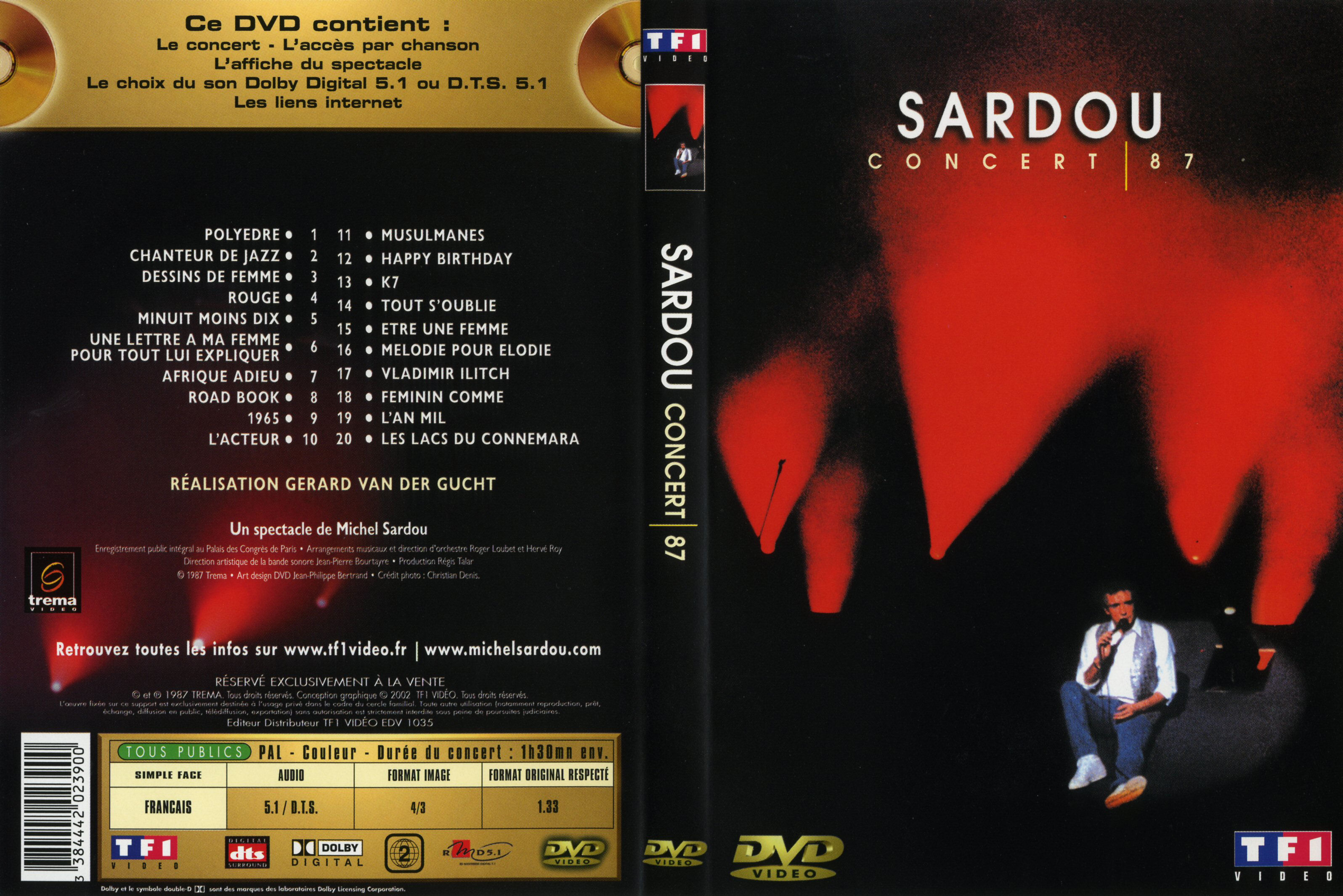 Jaquette DVD Michel Sardou Concert 87