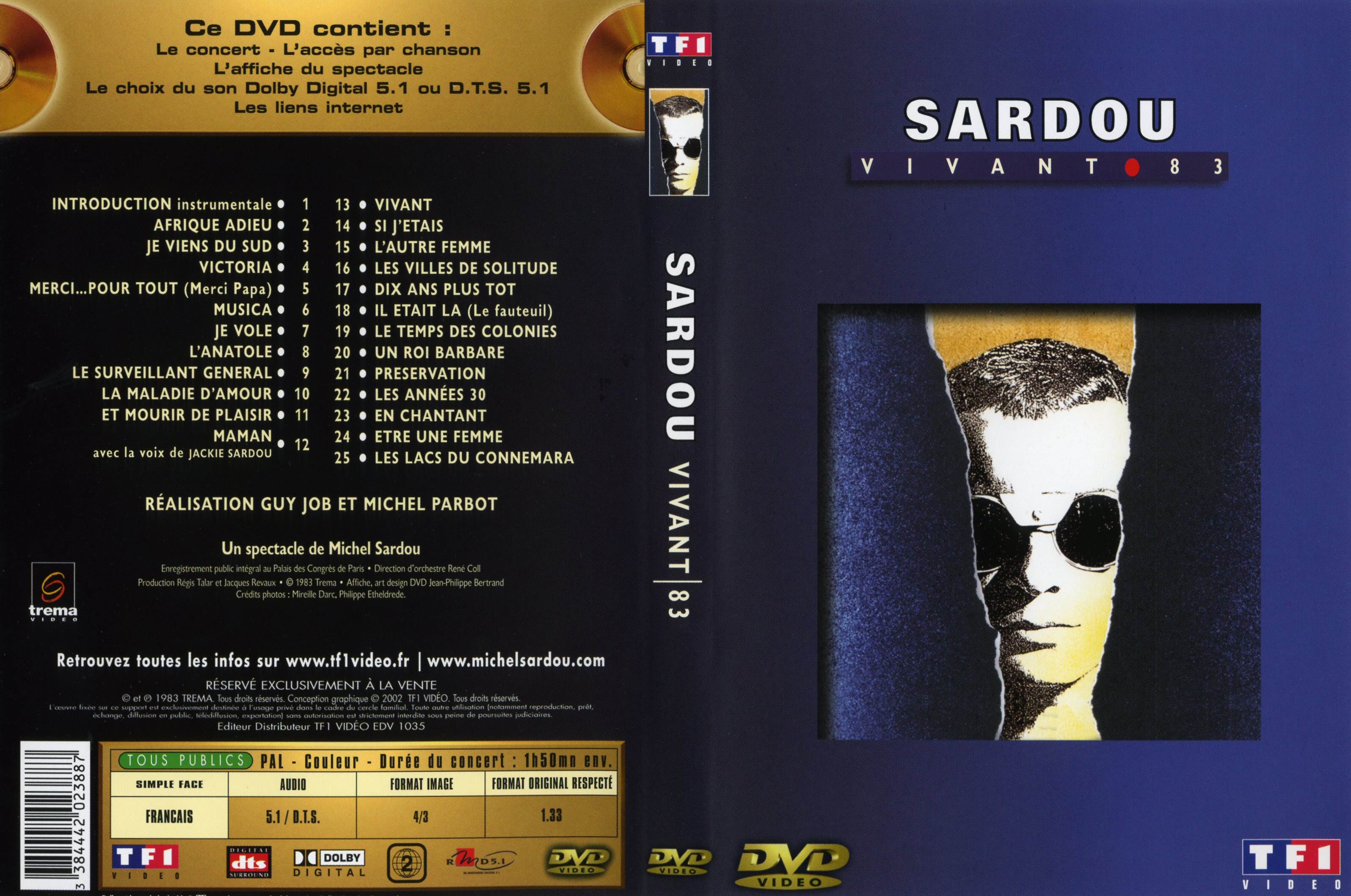 Jaquette DVD Michel Sardou Vivant 83