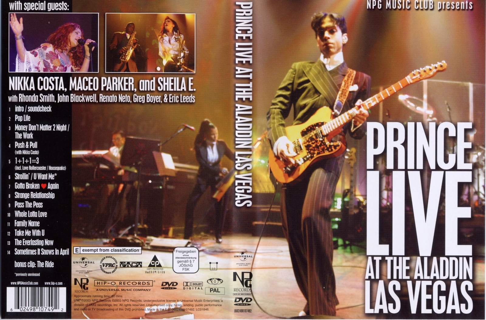 Jaquette DVD Prince live  las vegas