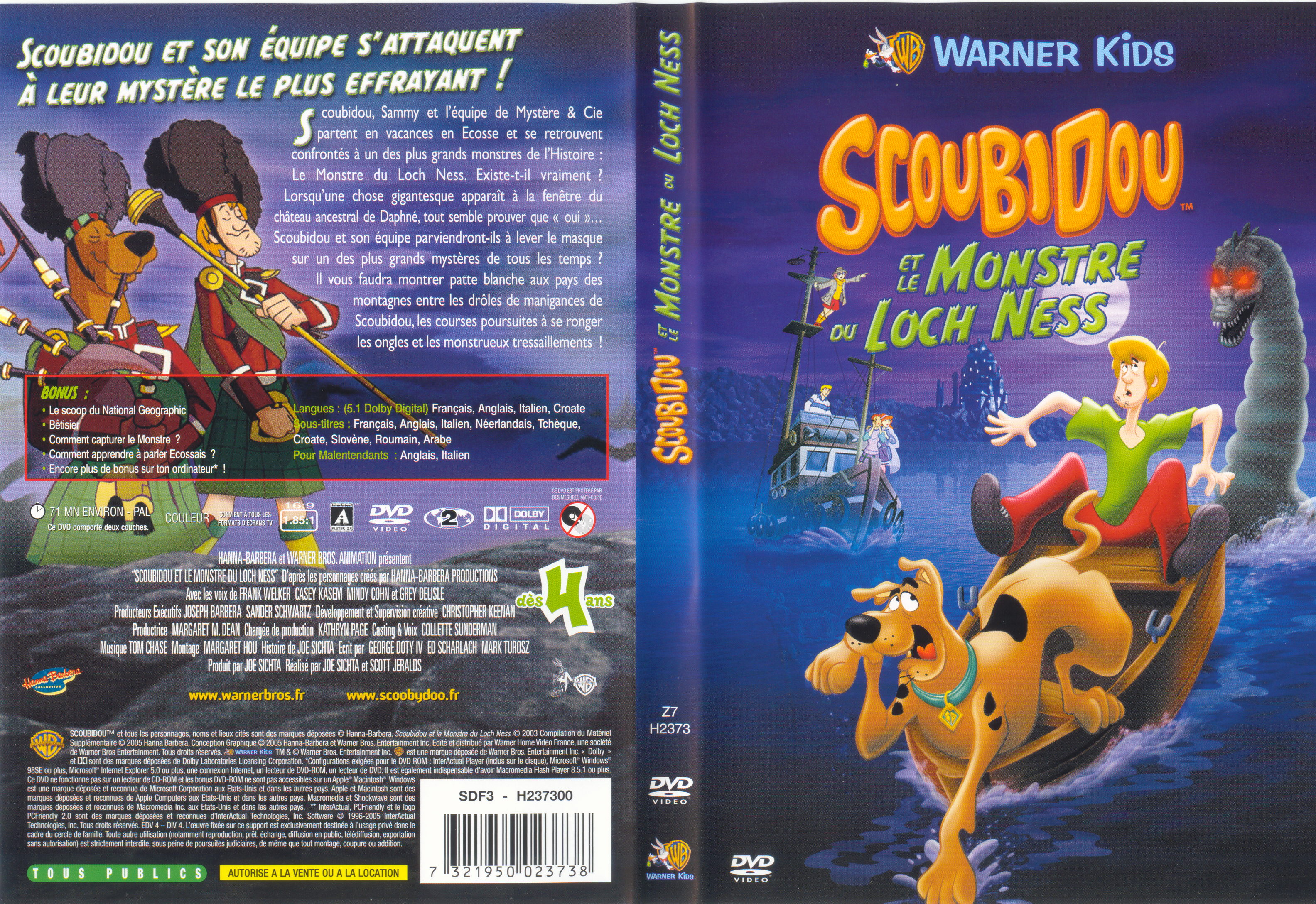 Jaquette DVD Scoubidou et le monstre du loch ness