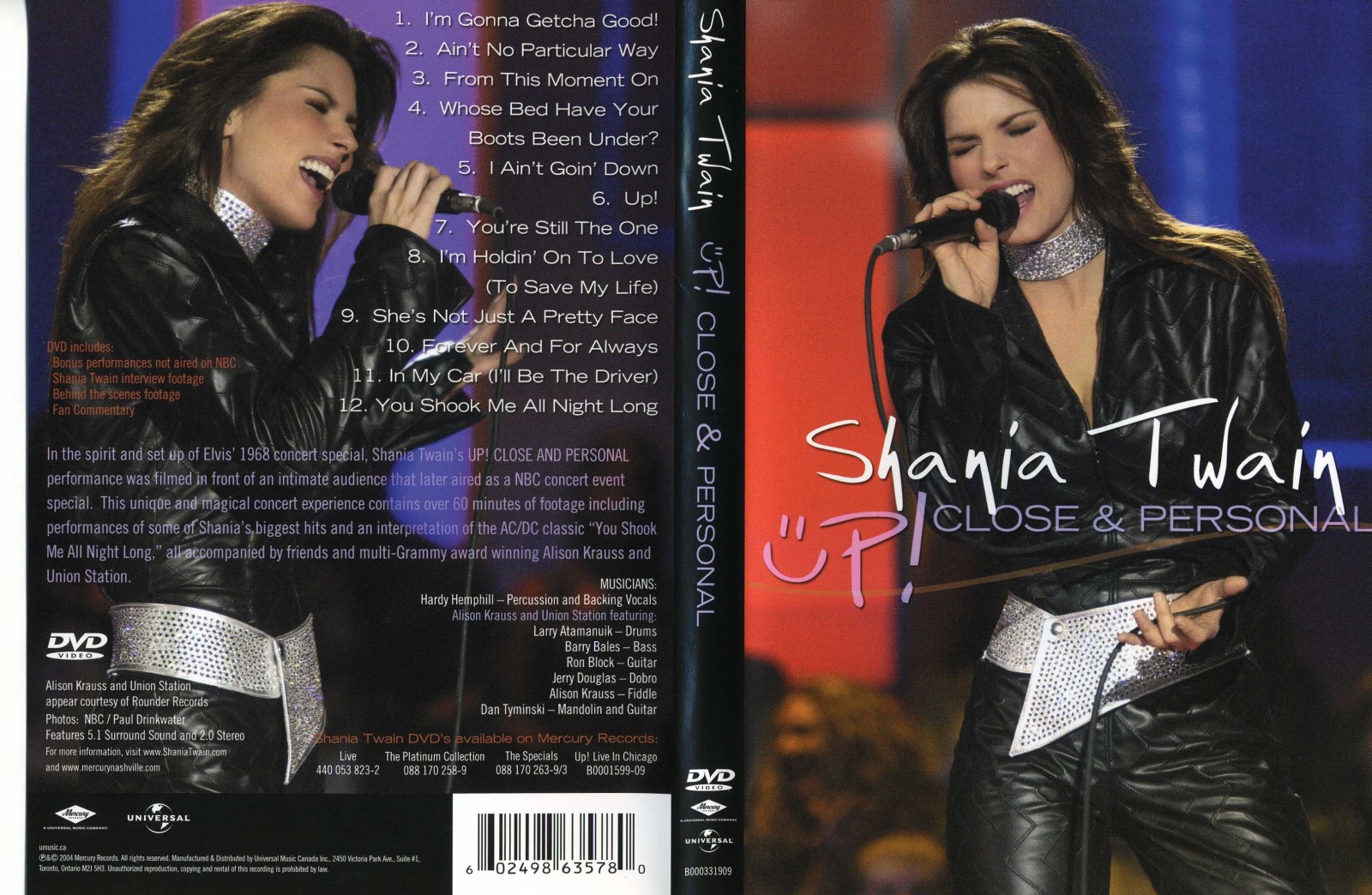 Jaquette DVD Shania Twain - Up close and personal