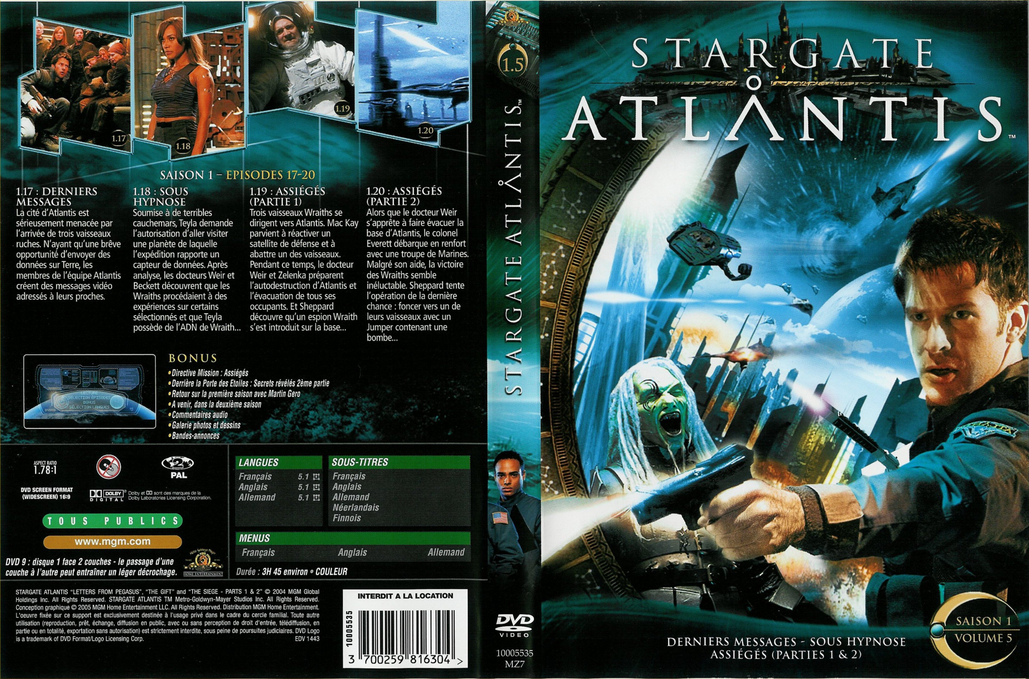 Jaquette DVD Stargate Atlantis saison 1 vol 5