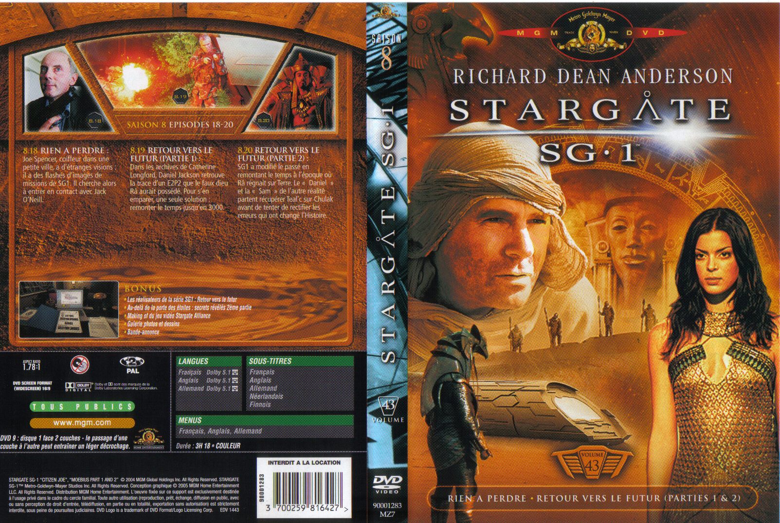 Jaquette DVD Stargate SG1 vol 43