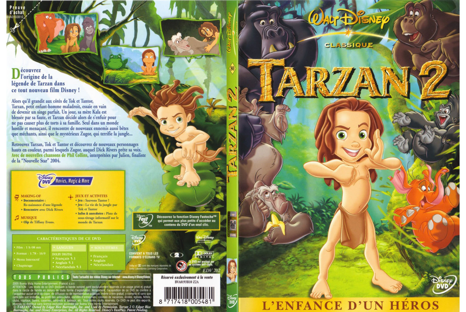 Jaquette DVD Tarzan 2 - SLIM