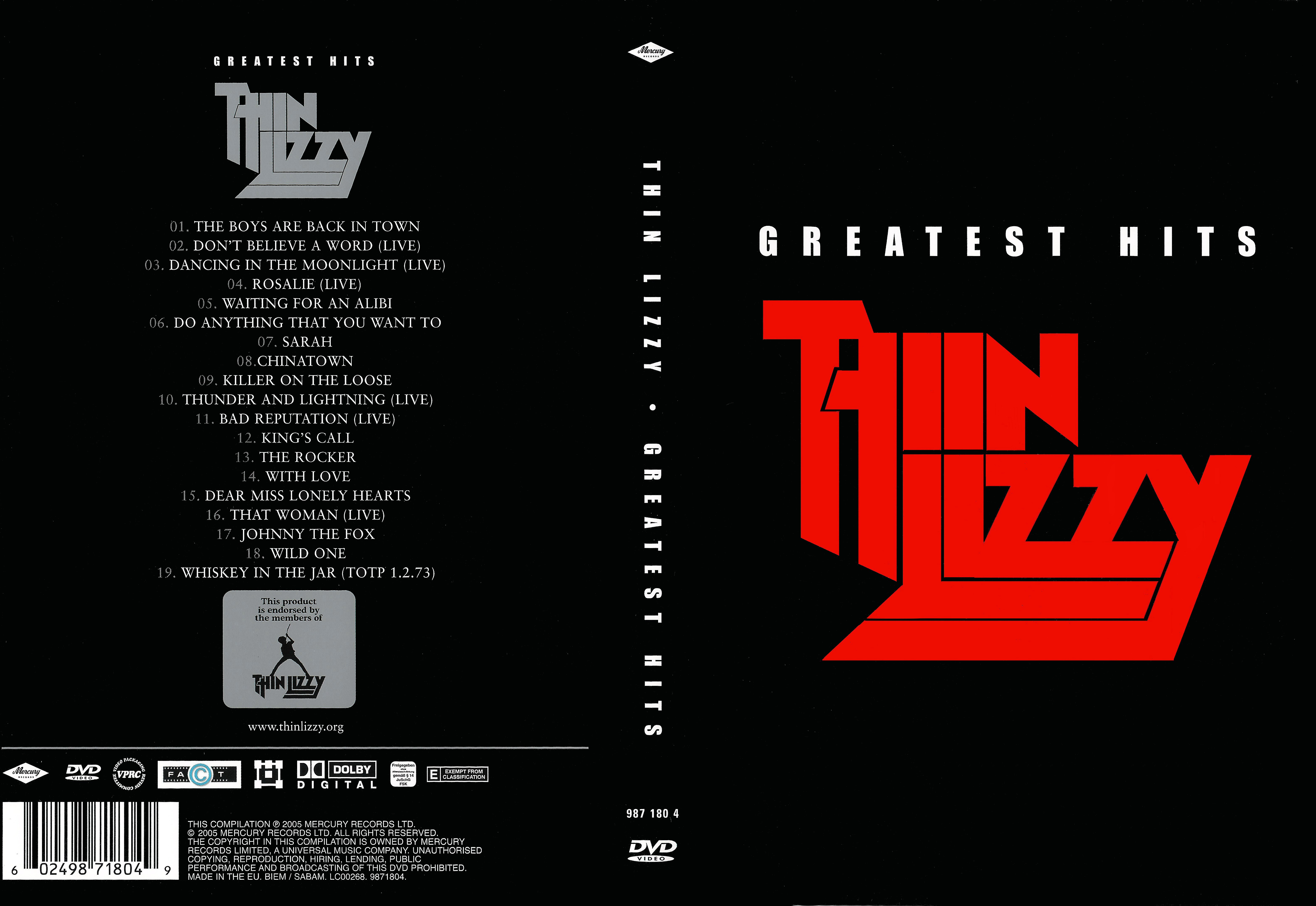 Jaquette DVD Thin lizzy greatest hits