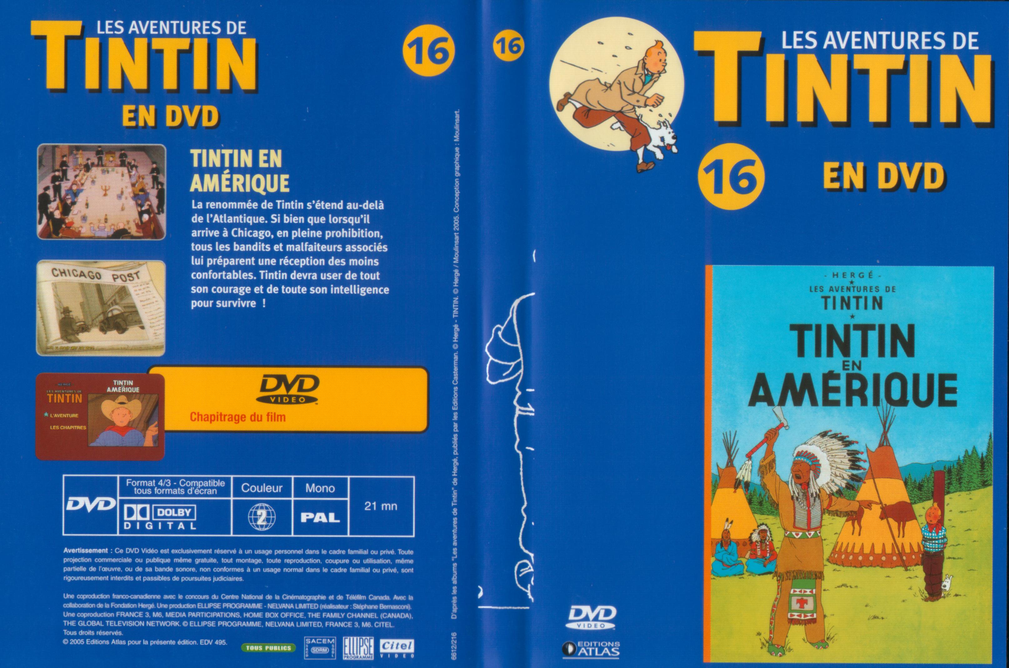 Jaquette DVD Tintin - vol 16 - Tintin en amrique