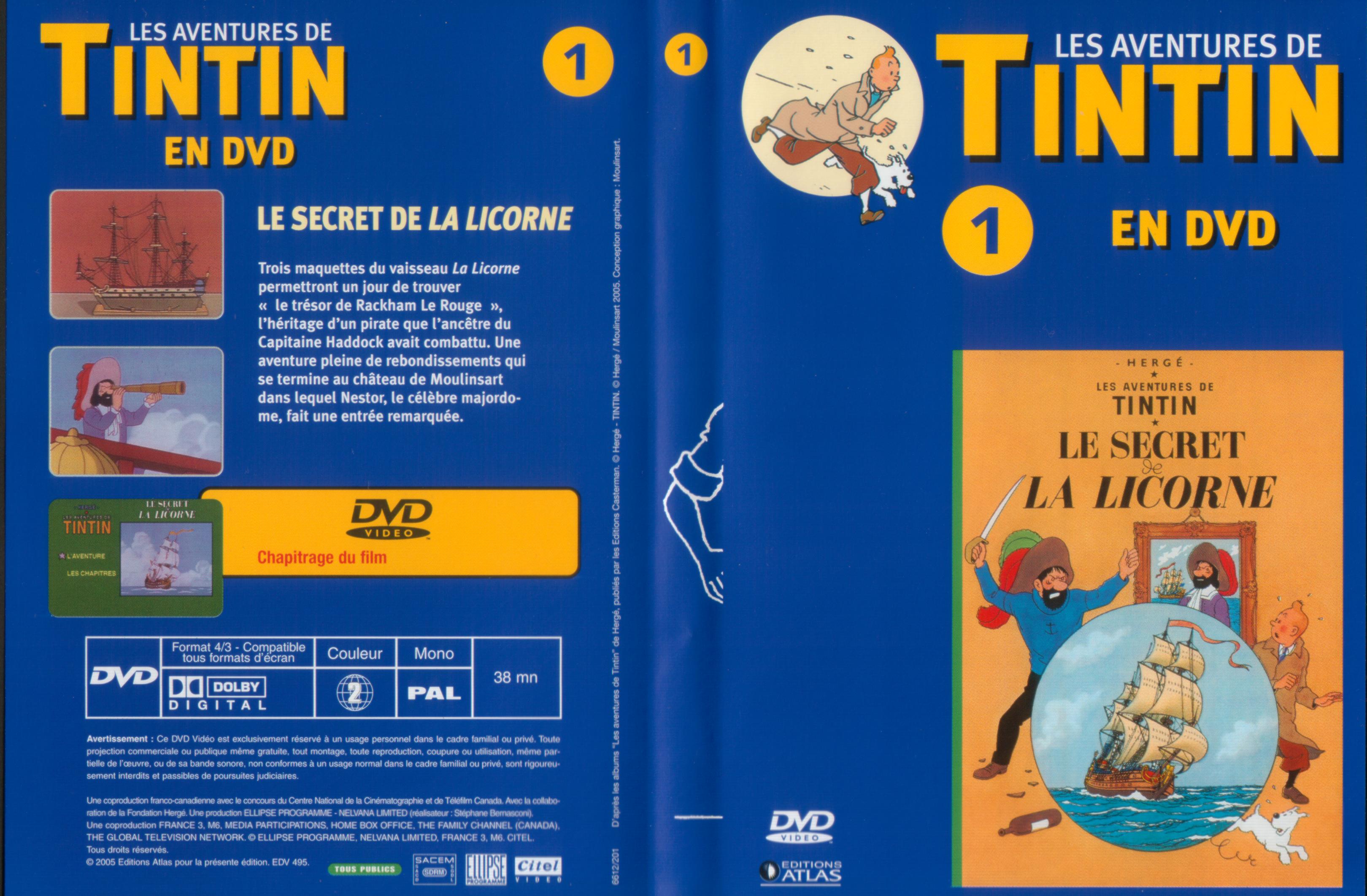 Jaquette DVD Tintin - vol 1 - Le secret de la licorne