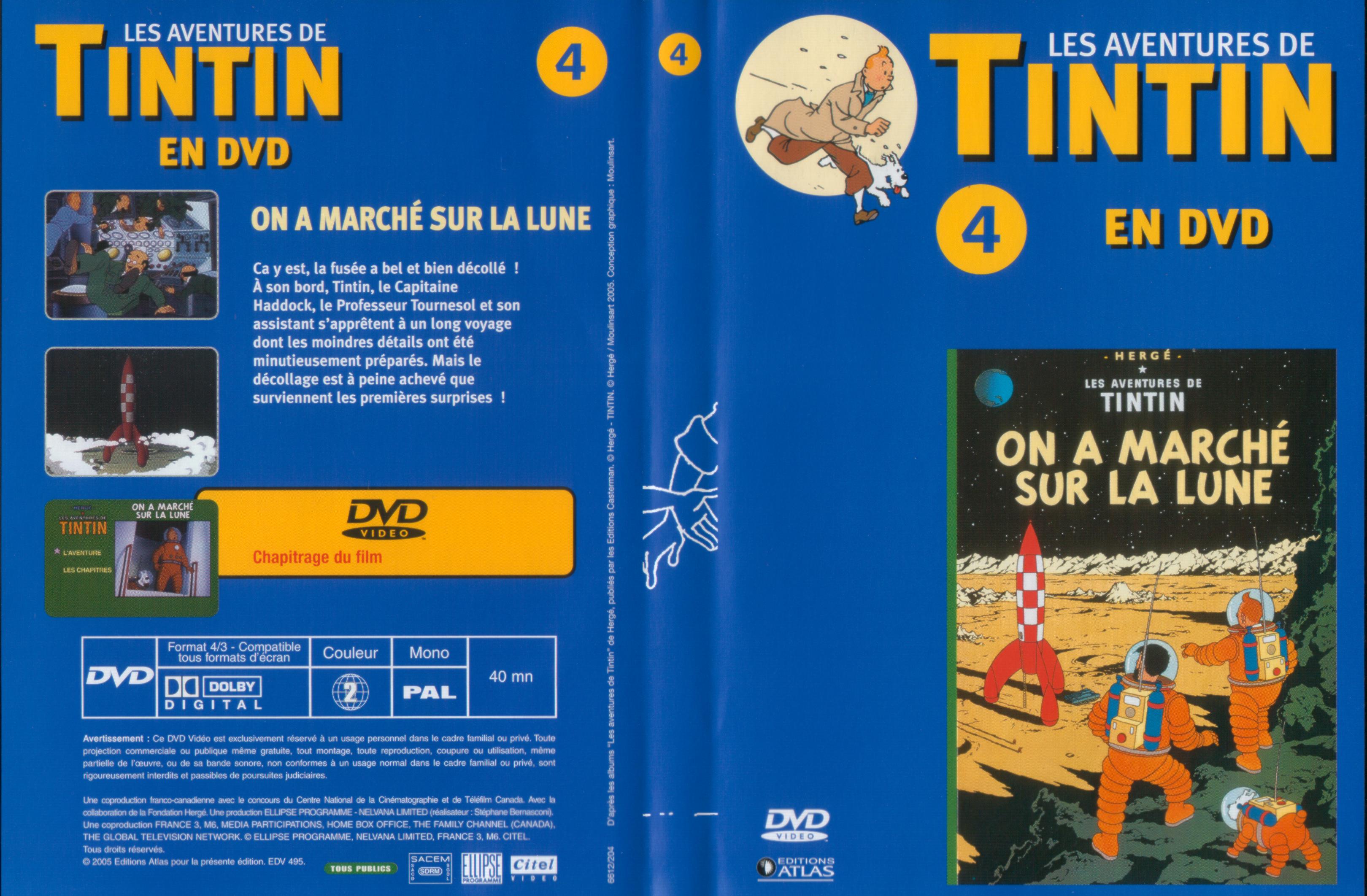 Jaquette DVD Tintin - vol 4 - On a marche sur la lune