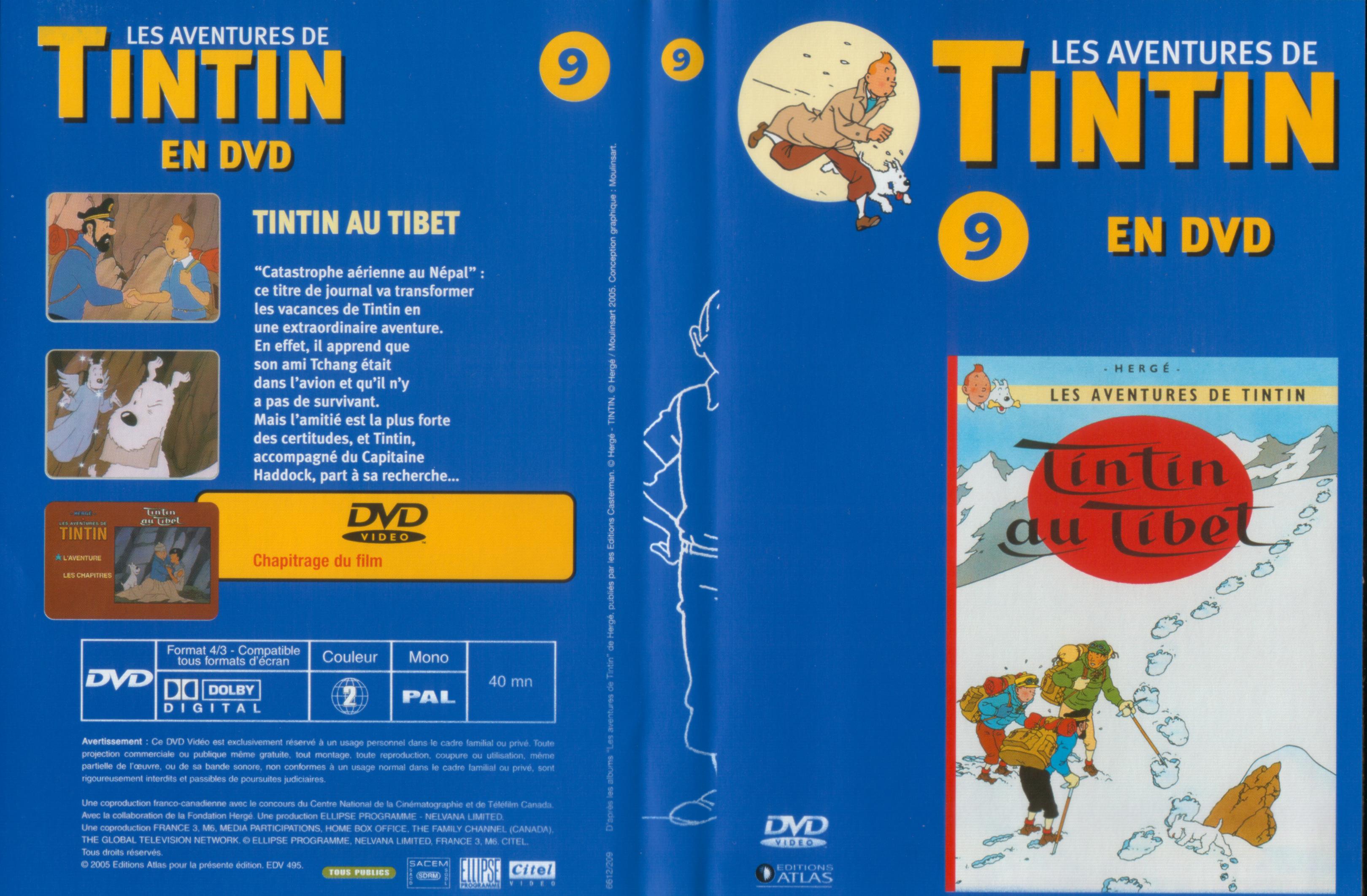 Jaquette DVD Tintin - vol 9 - Tintin au Tibet
