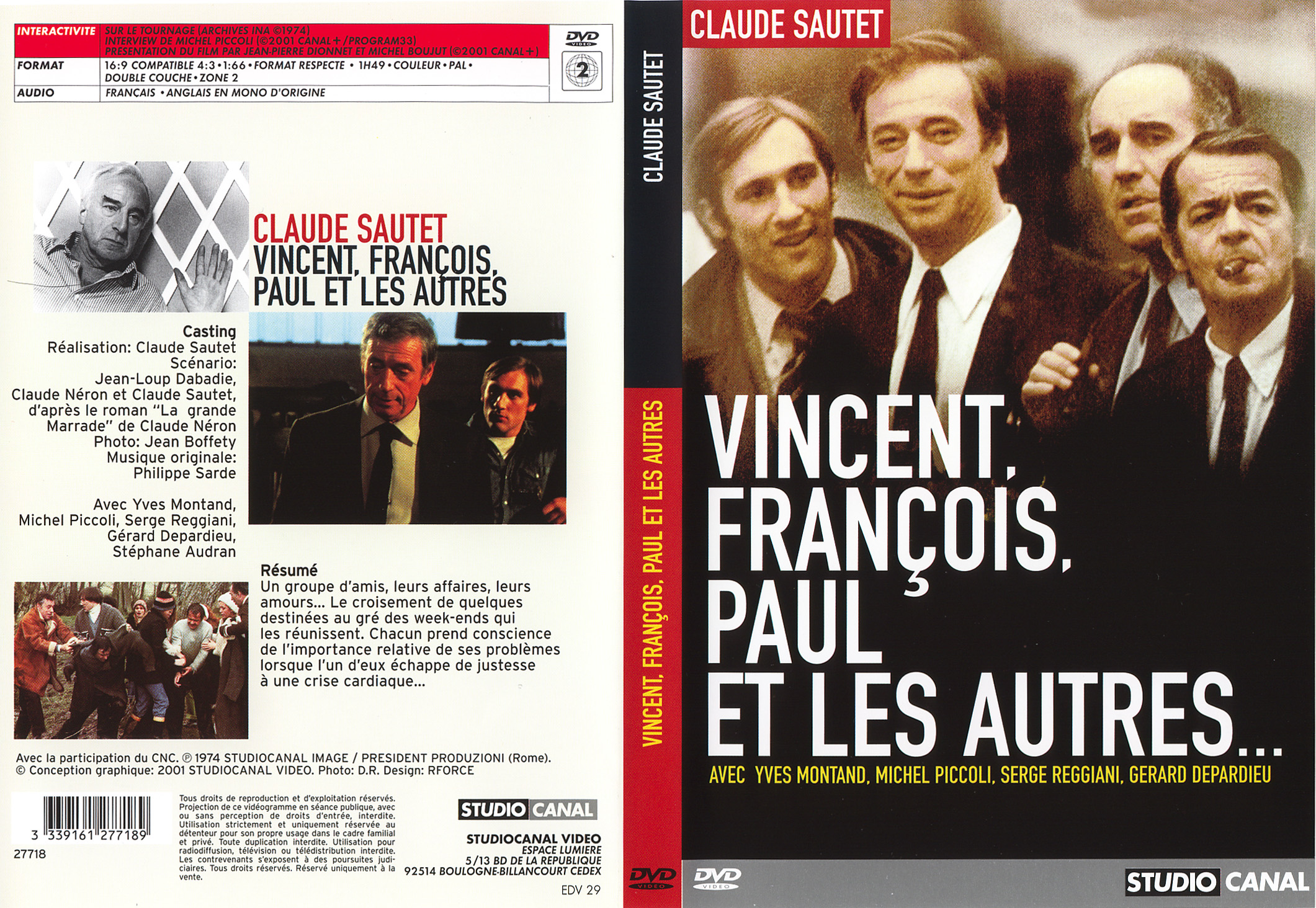 Jaquette DVD Vincent Francois Paul et les Autres