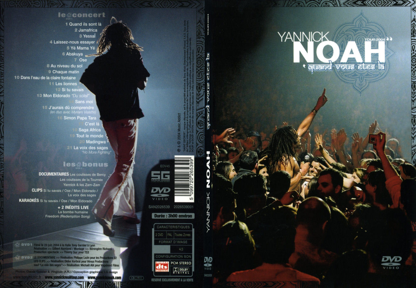Jaquette DVD Yannick Noah - Quand vous etes la - SLIM