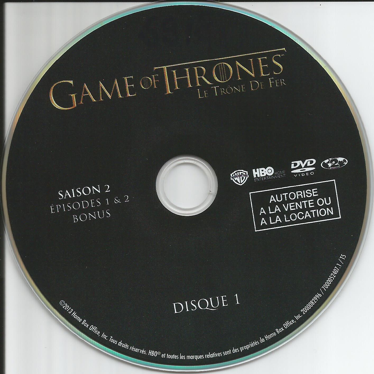 Game of thrones (le trone de fer) Saison 2 DVD 1