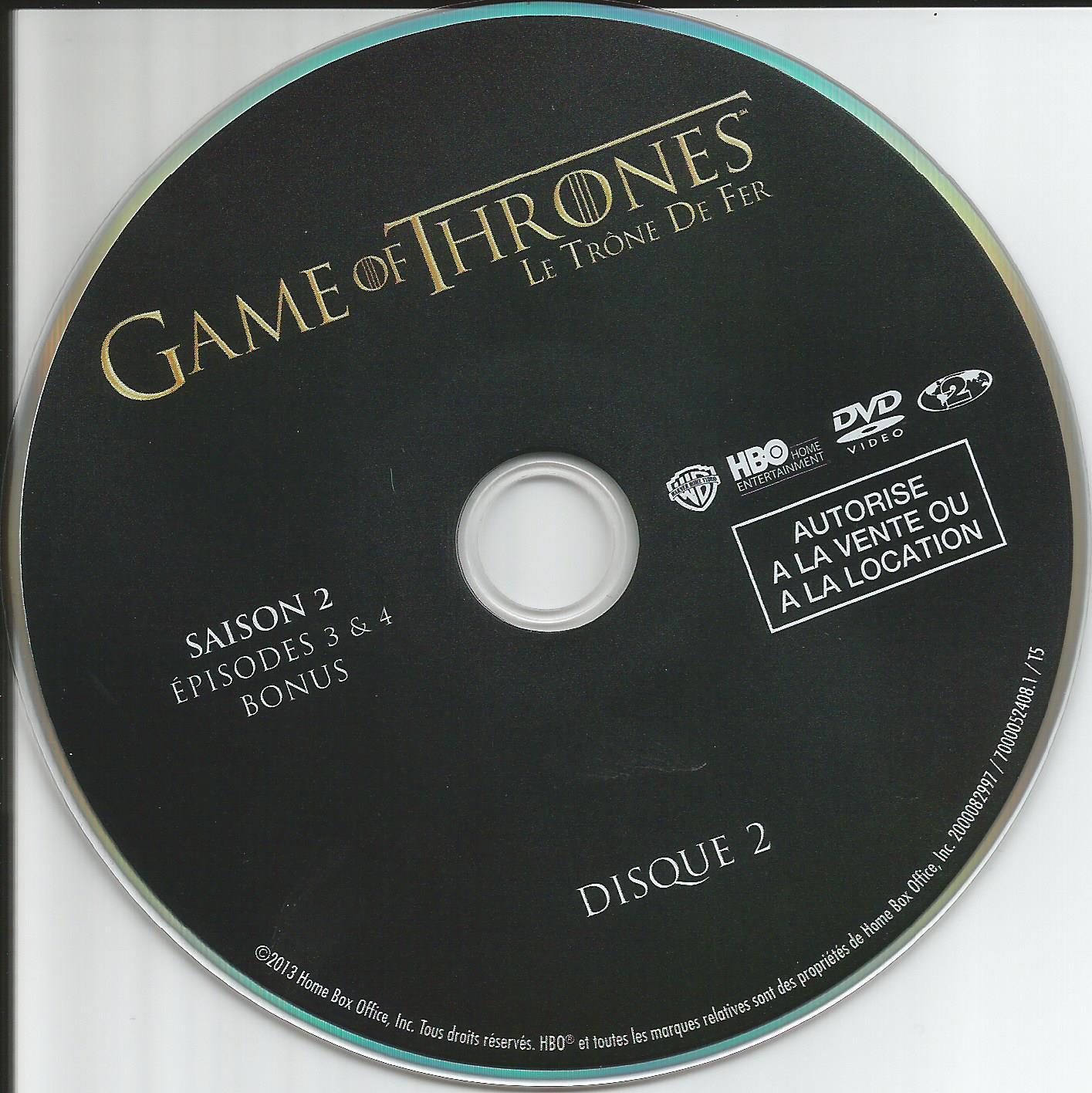 Game of thrones (le trone de fer) Saison 2 DVD 2