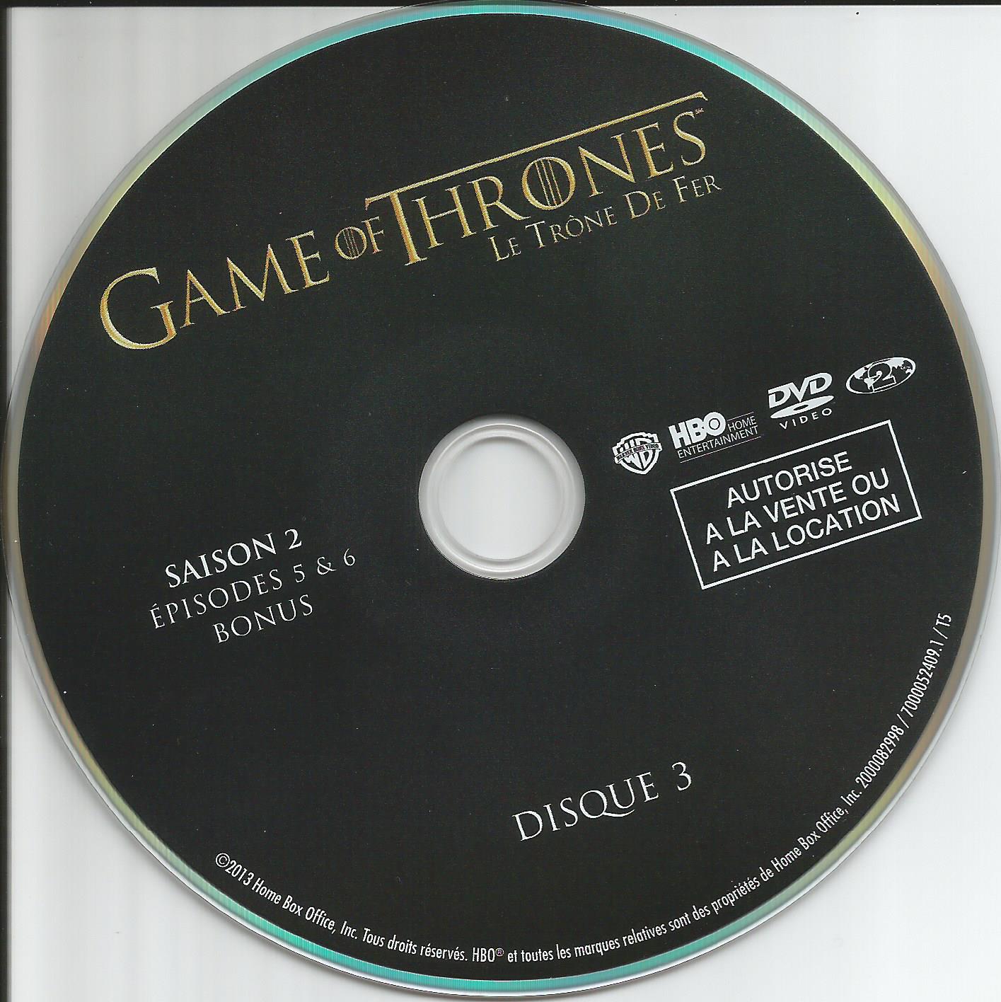 Game of thrones (le trone de fer) Saison 2 DVD 3