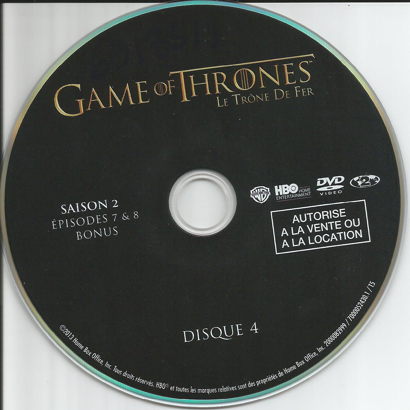 Game of thrones (le trone de fer) Saison 2 DVD 4