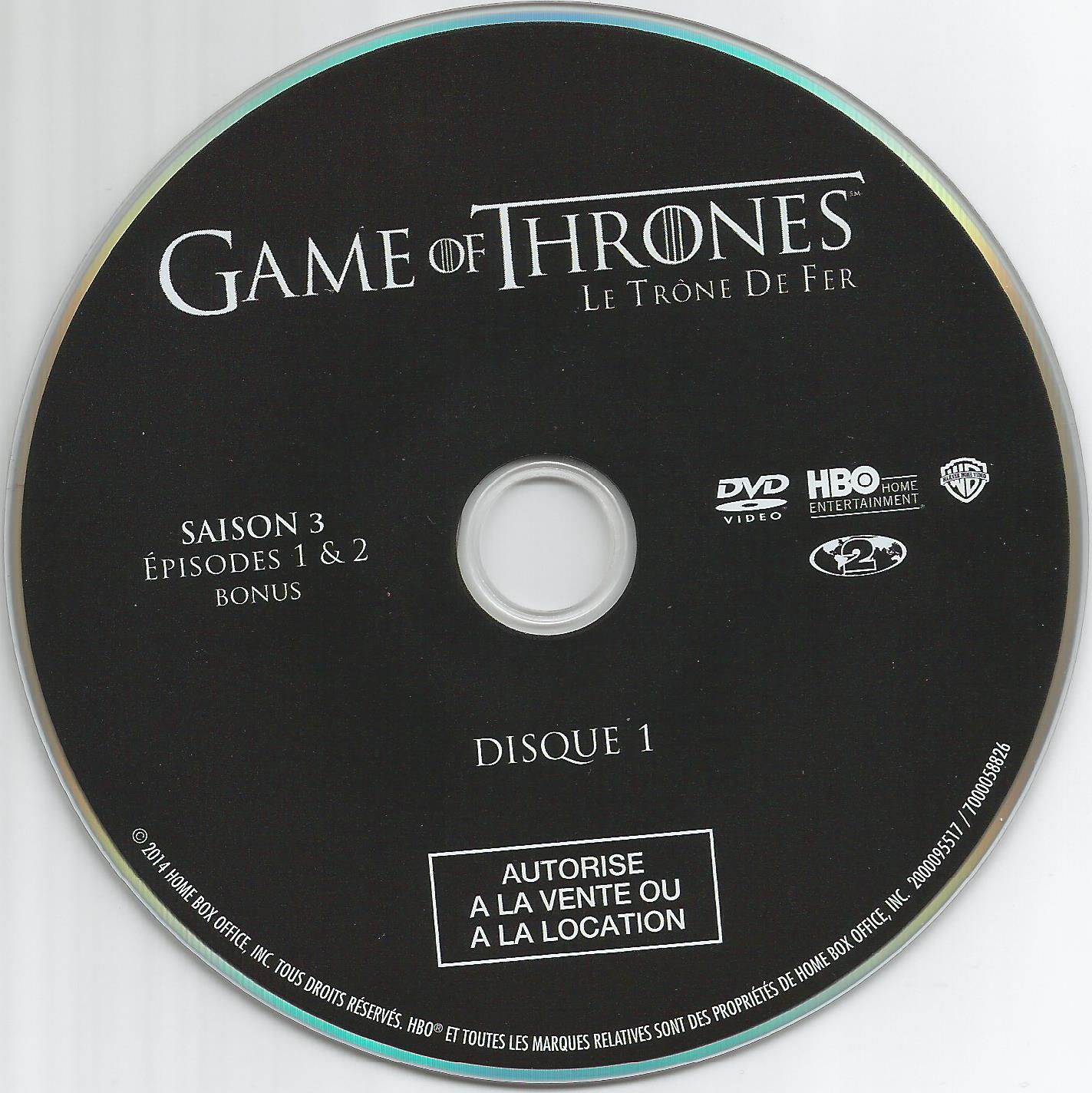 Game of thrones (le trone de fer) Saison 3 DVD 1