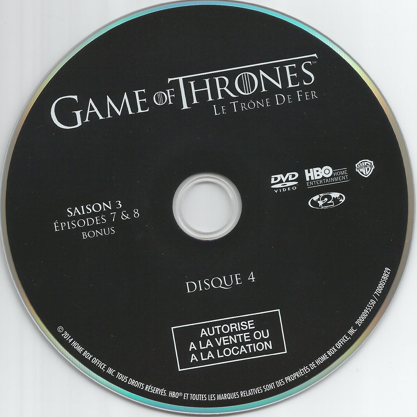 Game of thrones (le trone de fer) Saison 3 DVD 4