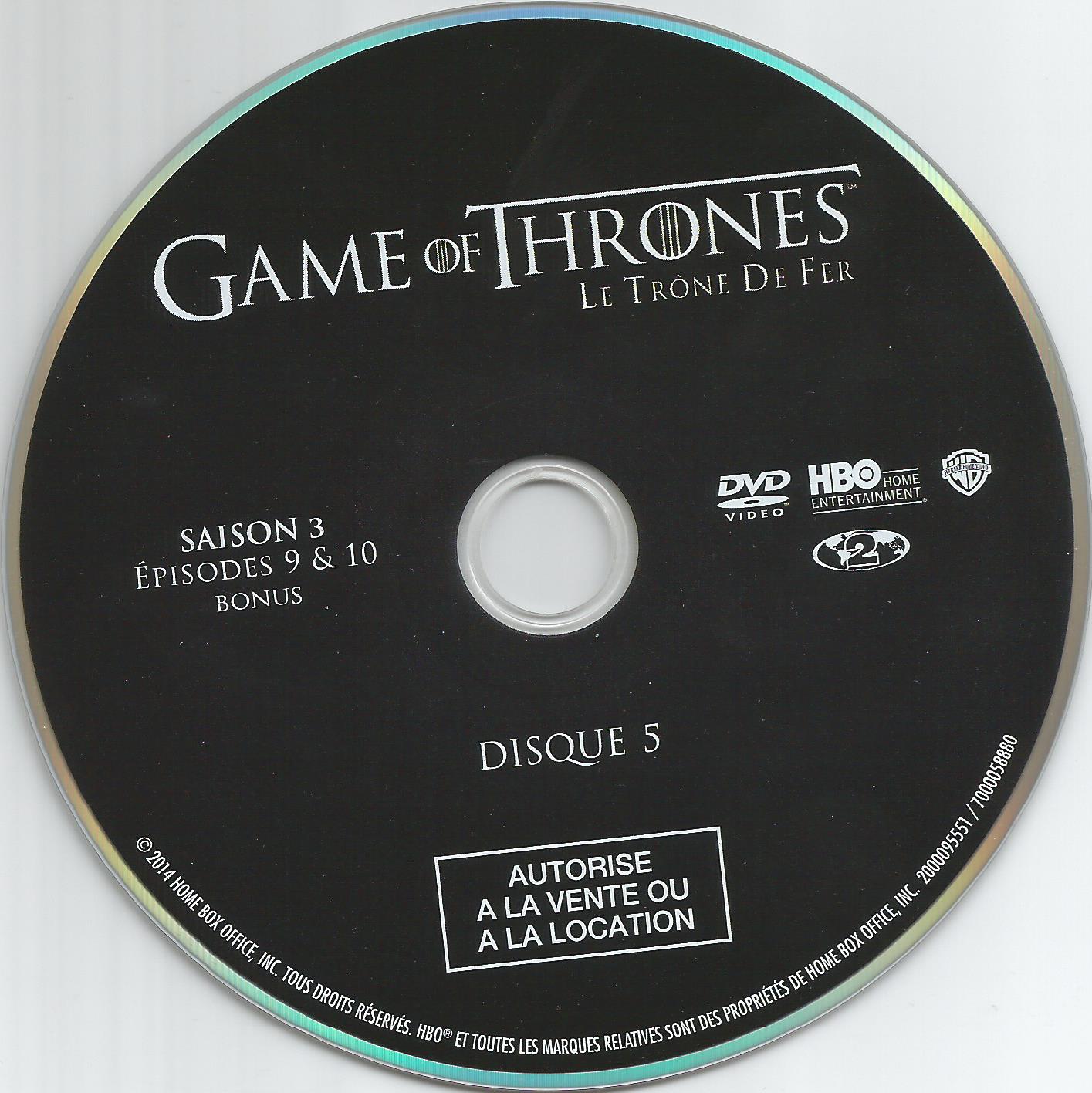 Game of thrones (le trone de fer) Saison 3 DVD 5