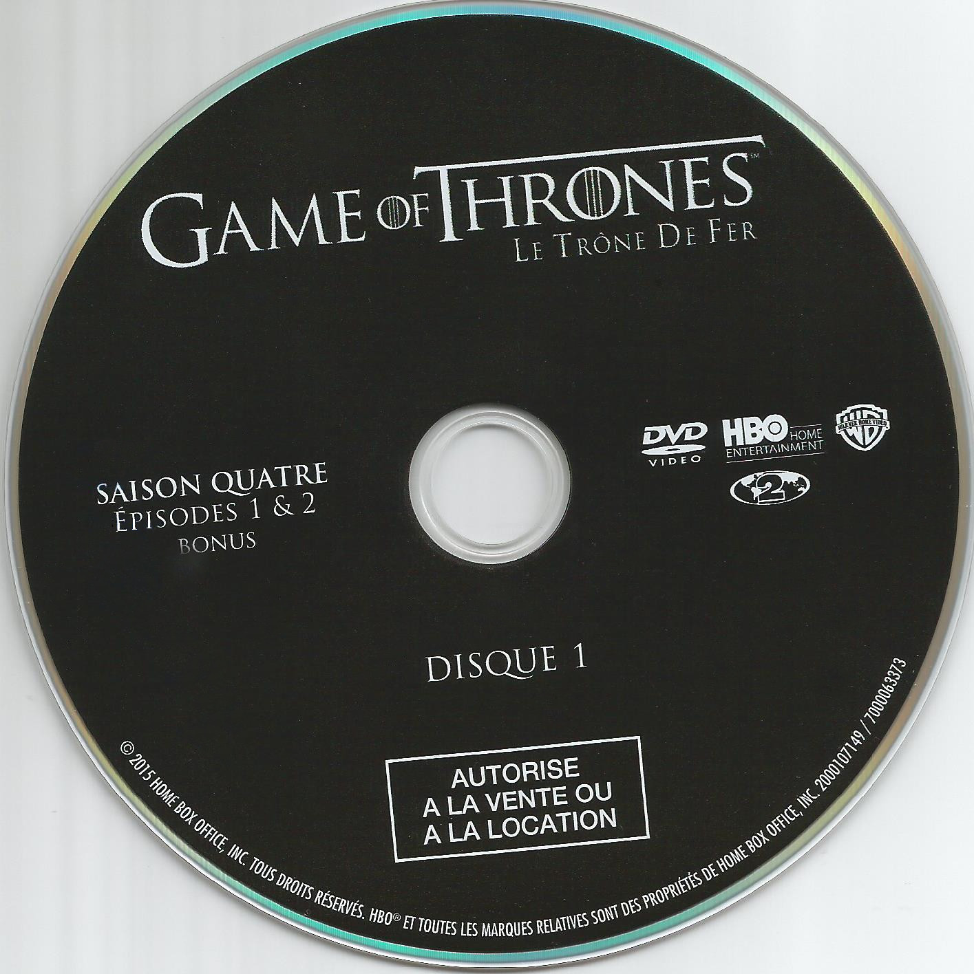 Game of thrones (le trone de fer) Saison 4 DVD 1