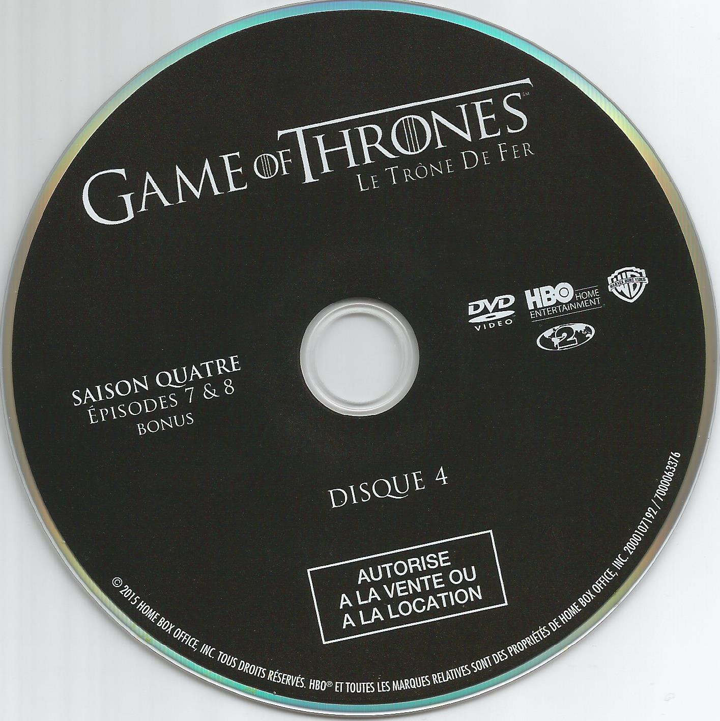 Game of thrones (le trone de fer) Saison 4 DVD 4