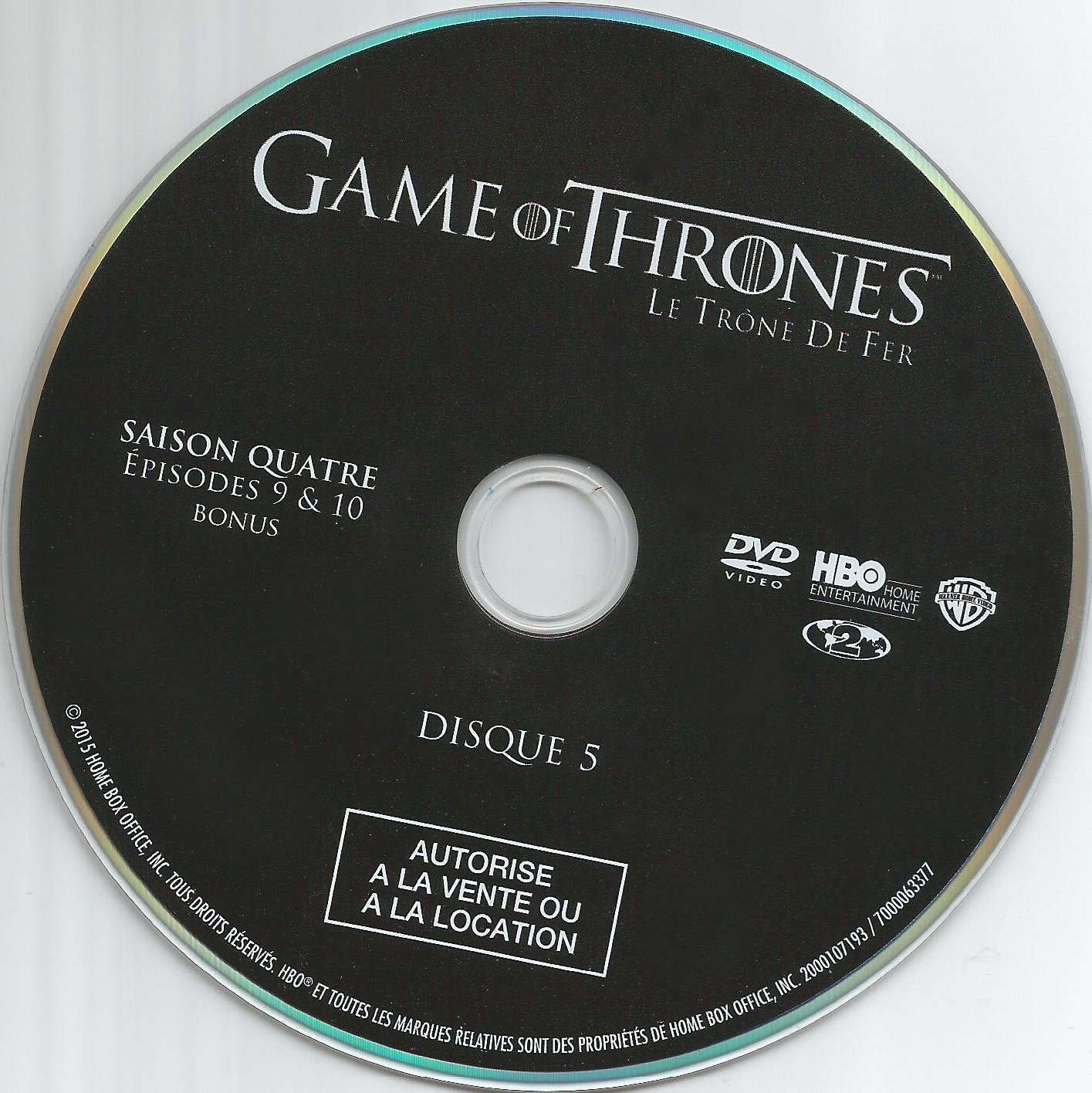 Game of thrones (le trone de fer) Saison 4 DVD 5