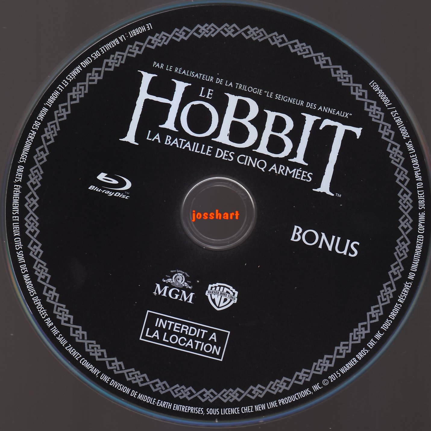 Le Hobbit la Bataille des Cinq Armes BONUS 3D (BLU-RAY)
